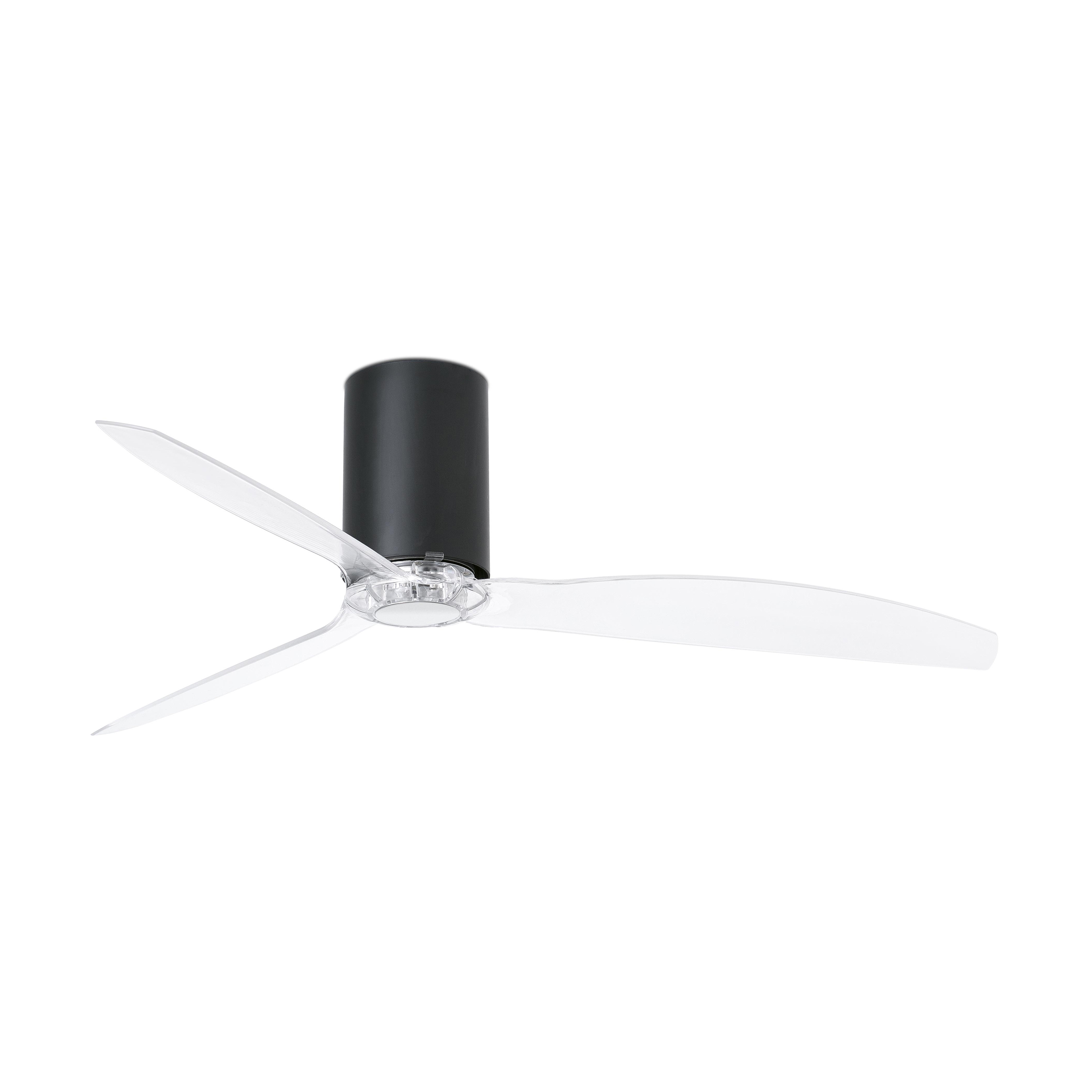 Faro Mini Tube - ventilateur de plafond avec télécommande - Ø - noir mat et transparent