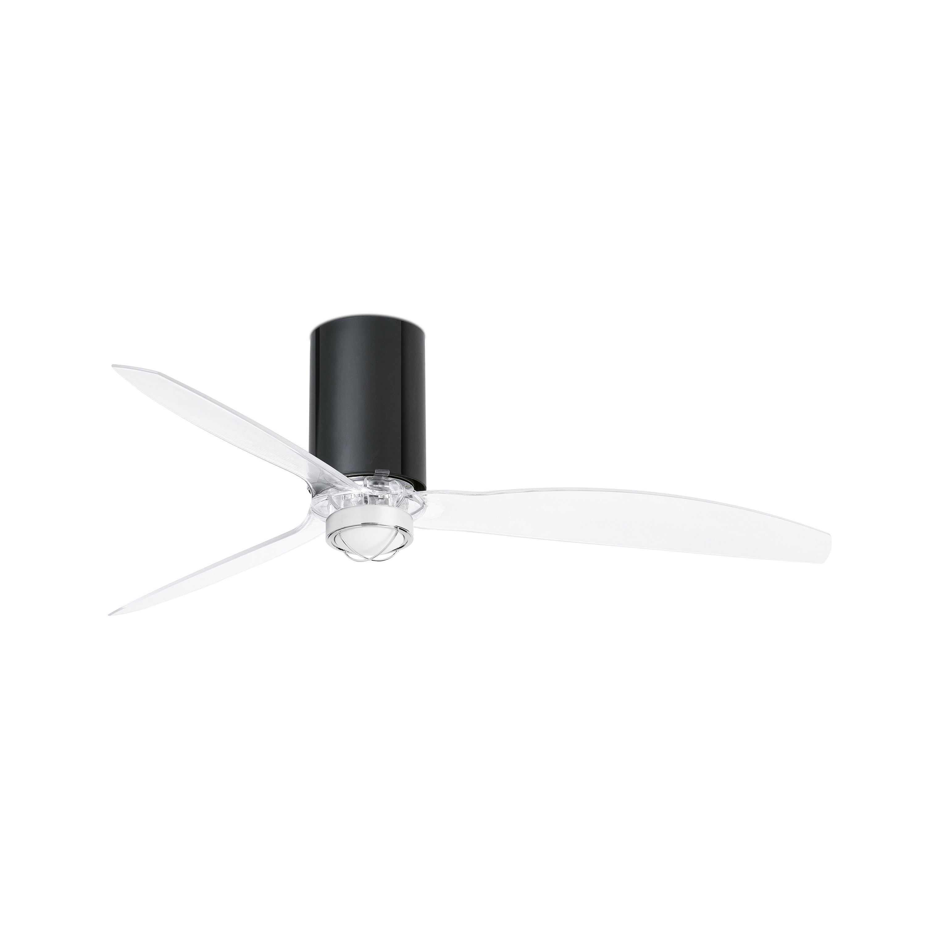 Faro Mini Tube - ventilateur de plafond avec lumière et télécommande - Ø - 17W LED inclus - noir et transparent