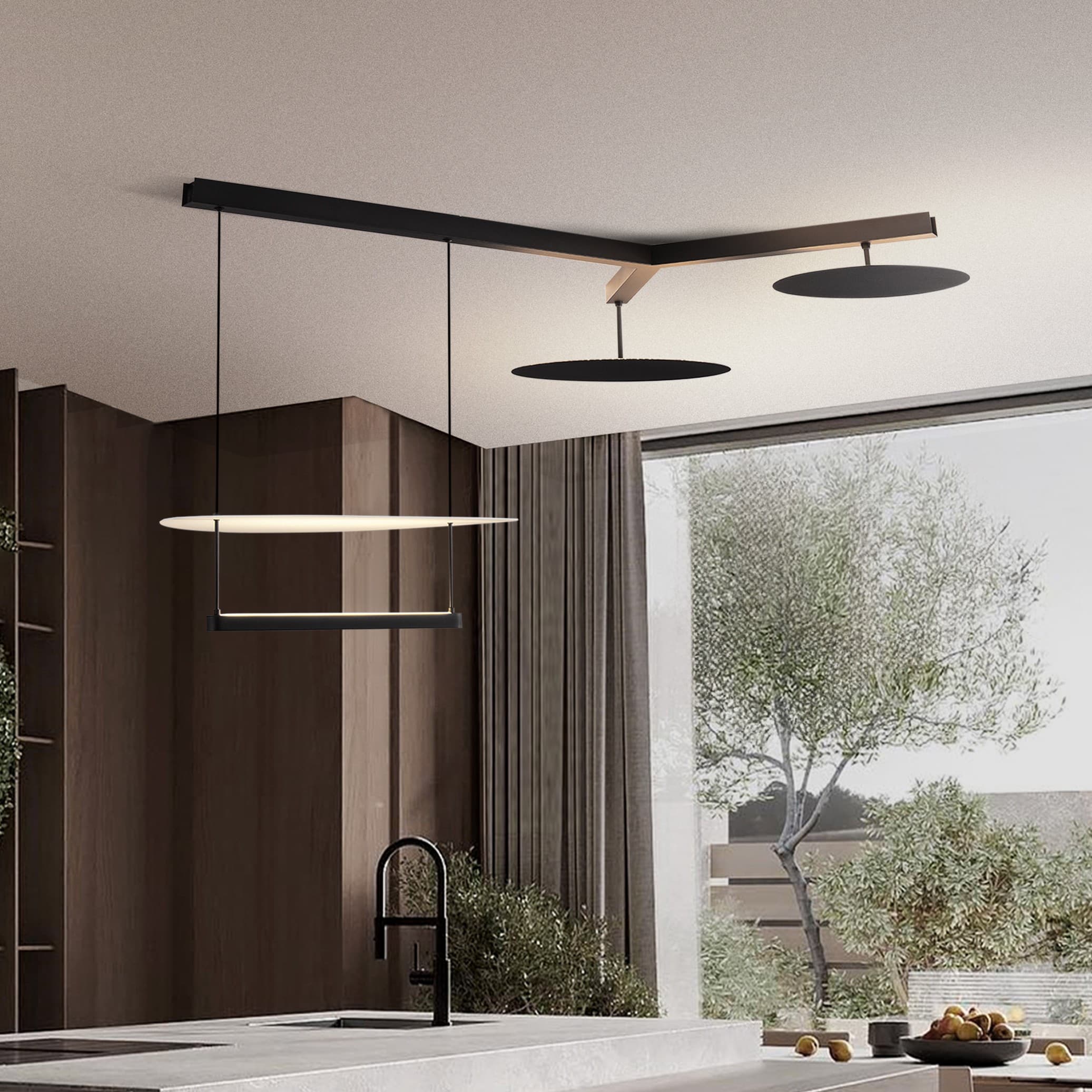 Nova Luce Diona - lampe suspendue - x - 81W dimmable LED inclus - noir sablé et blanc — vue 3