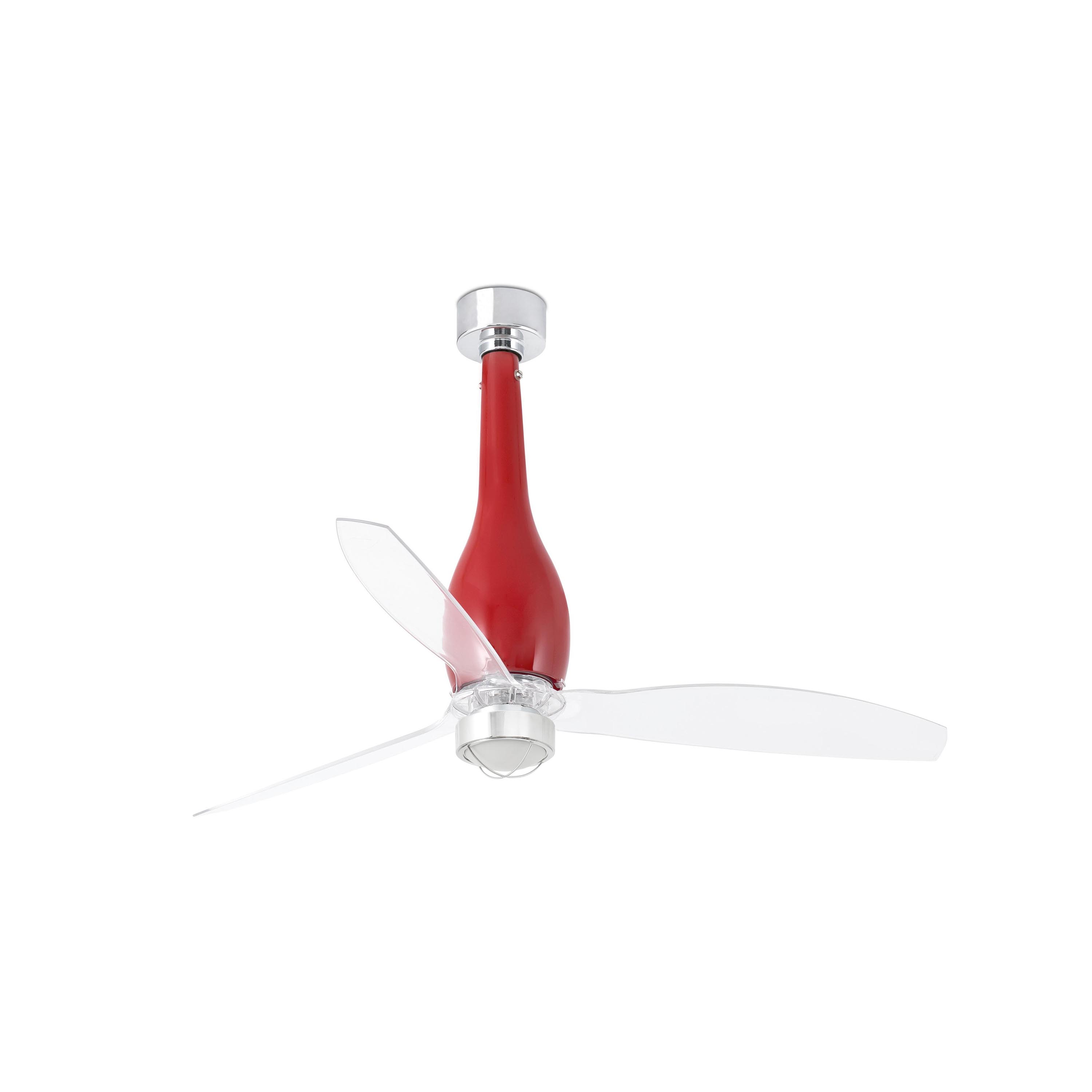 Faro Eterfan - ventilateur de plafond avec lumière et télécommande - Ø - 17W LED inclus - rouge et transparent