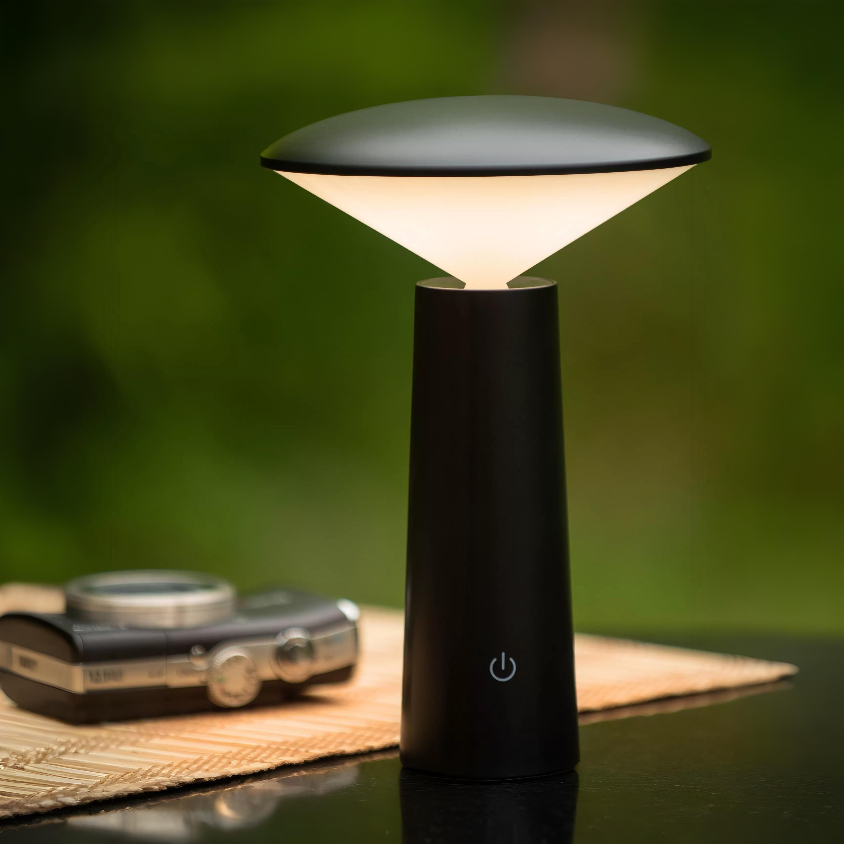 Lucide Jive - lampe de table d"extérieur rechargeable - Ø 13,9 x 21,3 cm - 4W LED dimmable inclus - IP44 - noir