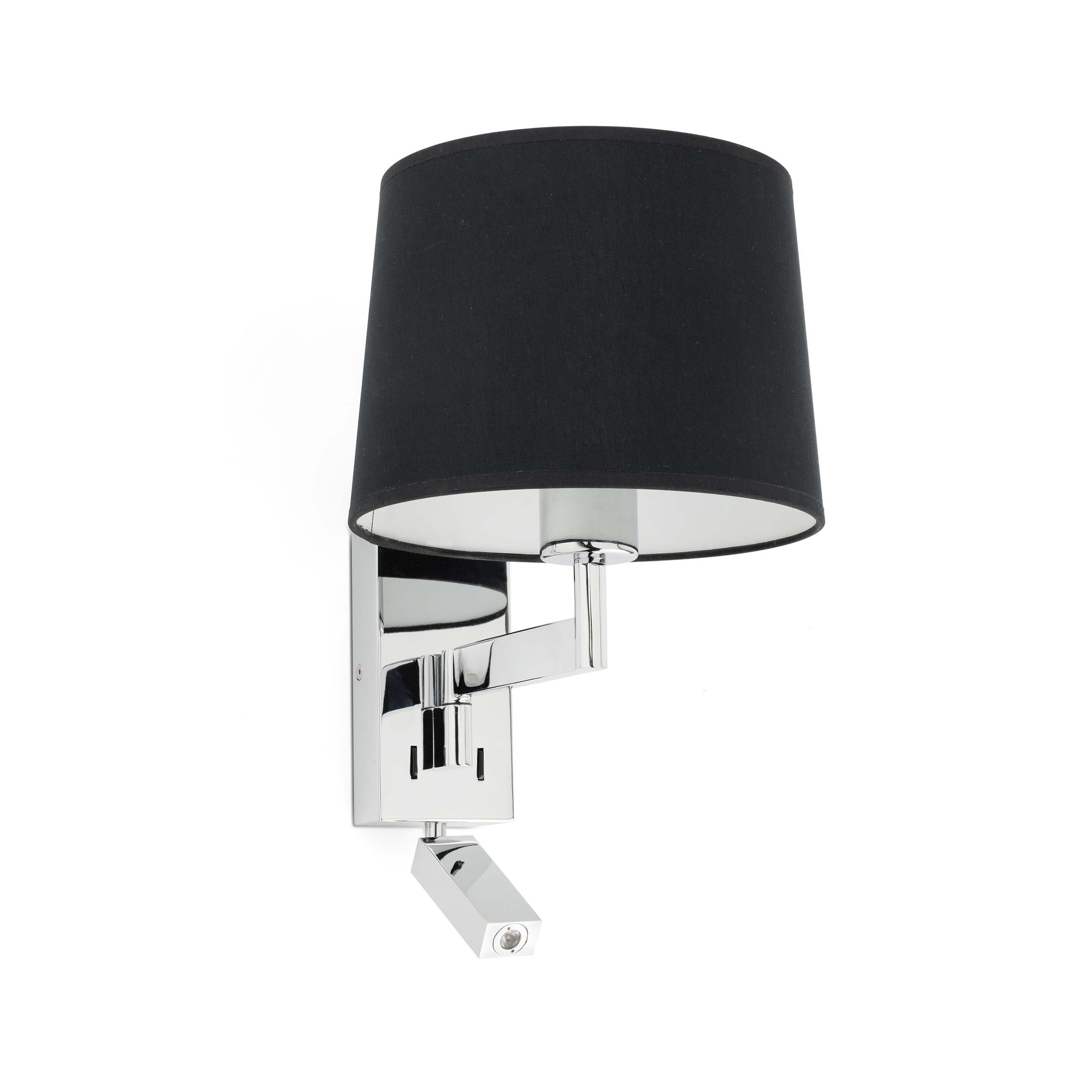 Faro Artis - applique murale avec interrupteur - 21,5 x cm - 1W LED inclus - noir et chrome