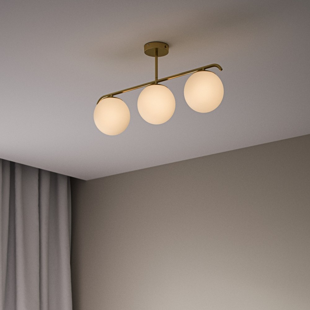 Nordlux Grant - plafonnier - 69,3 x 14,5 x 29, - laiton et blanc opale