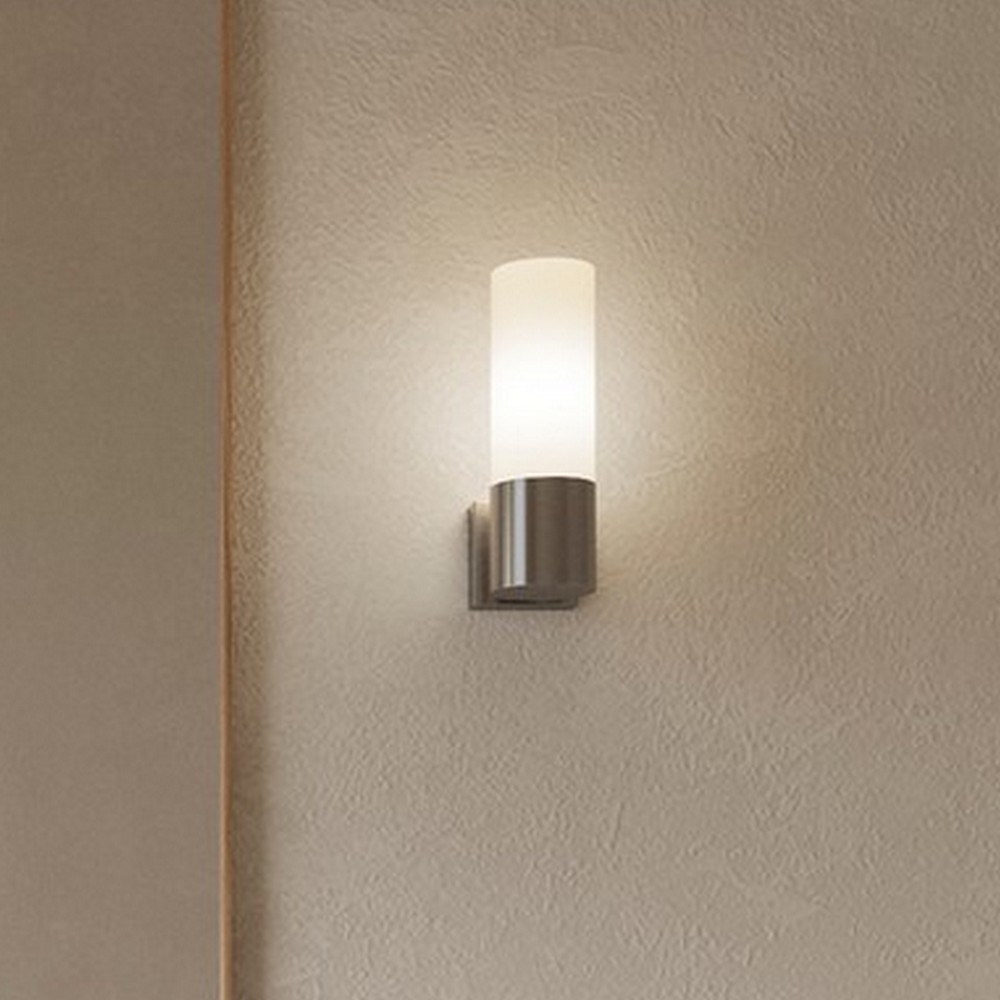 Nordlux Tangens - applique murale - ,5 cm - IP44 - acier brossé et blanc opale