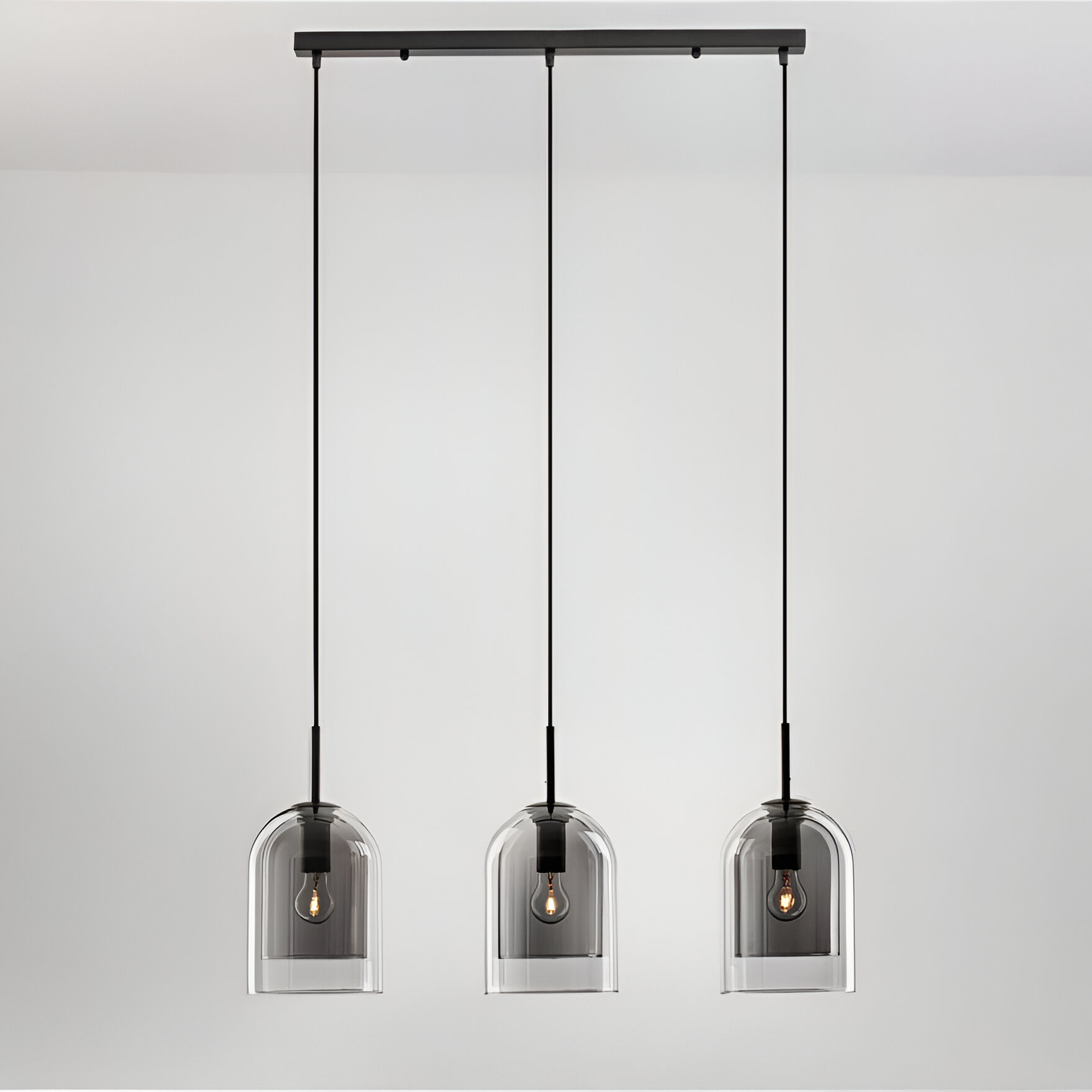 Nova Luce Velor 3L - lampe suspendue - Ø cm - verre fumé et noir