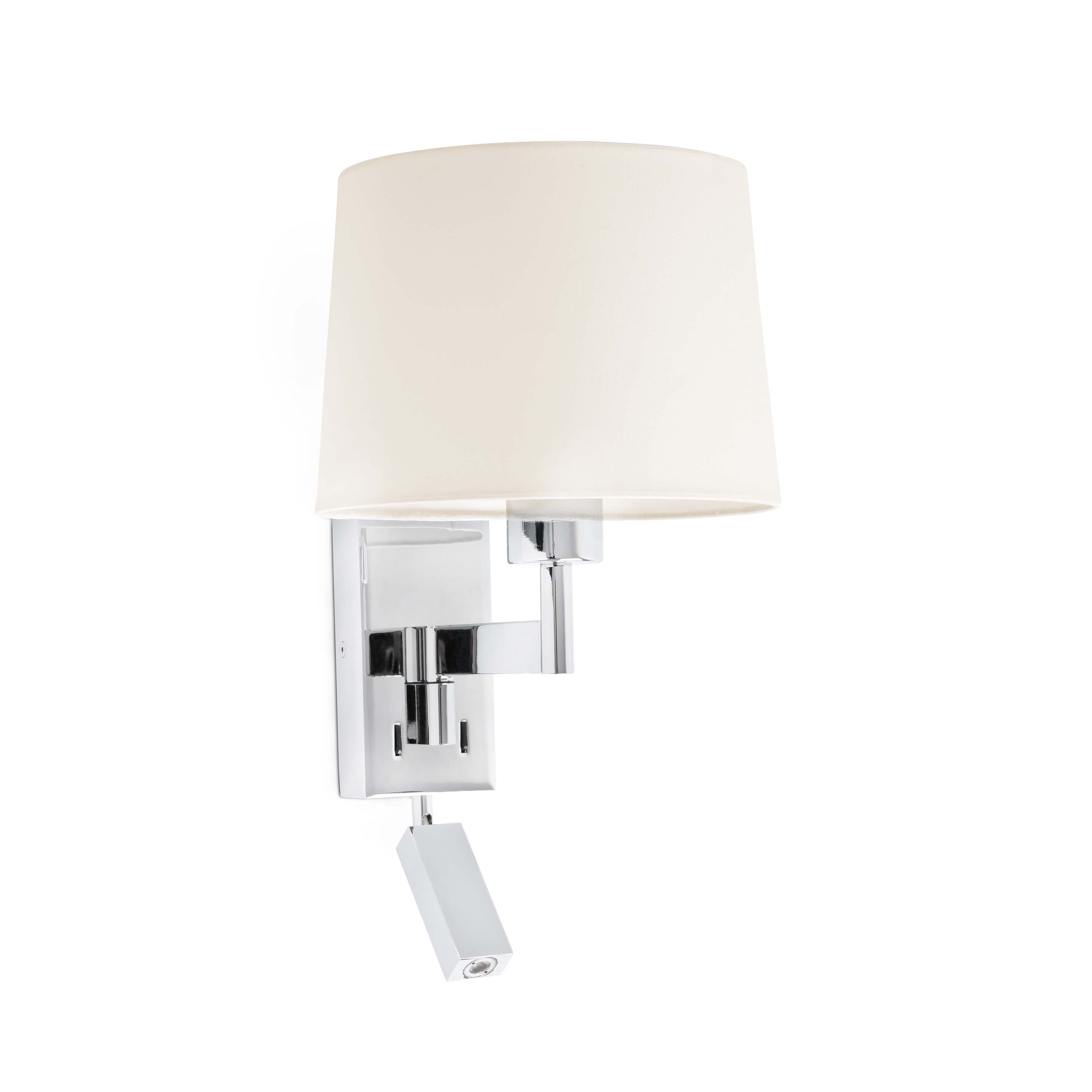 Faro Artis - applique murale avec interrupteur - 21,5 x cm - 1W LED inclus - blanc et chrome