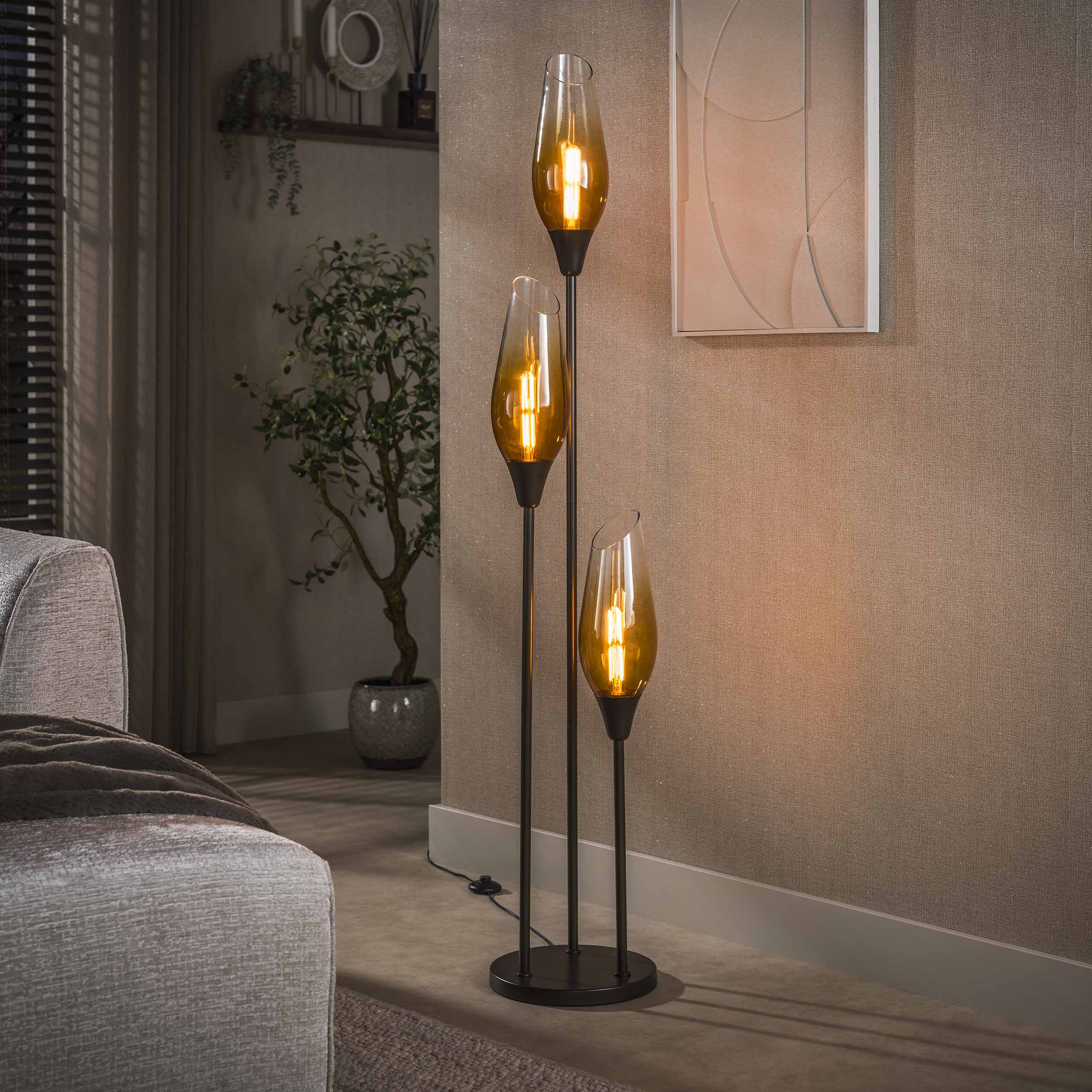 Vico Cocoon - lampadaire - Ø cm - brun sienne et transparent