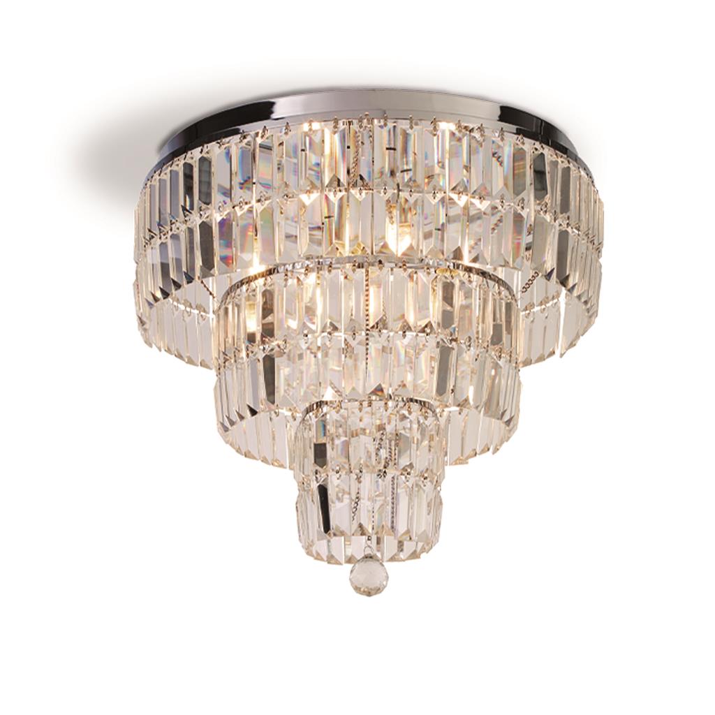 Searchlight Empire - plafonnier - Ø cm - IP44 - chromé et transparent