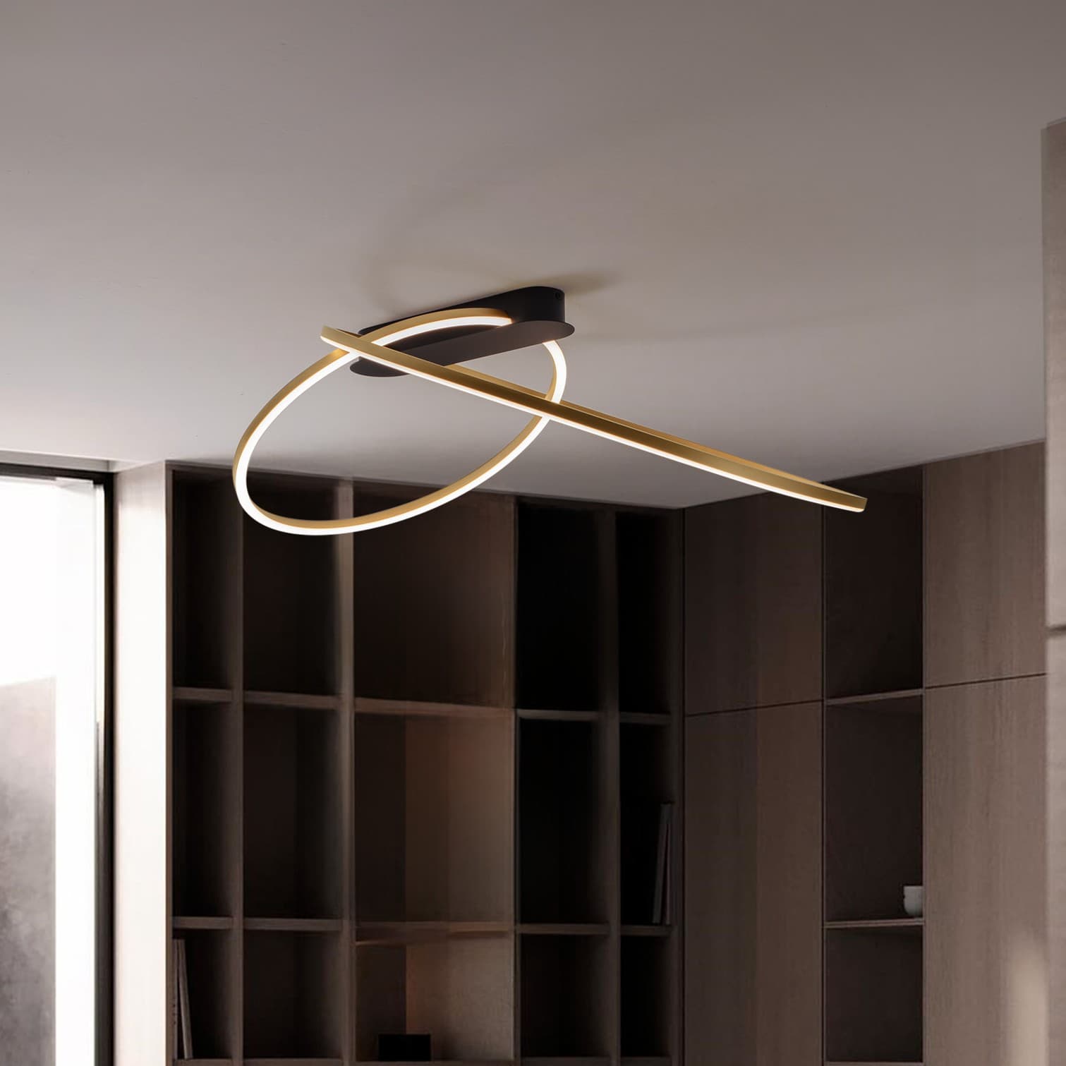 Nova Luce Kiklos - plafonnier - Ø cm - 42W dimmable LED inclus - laiton doré