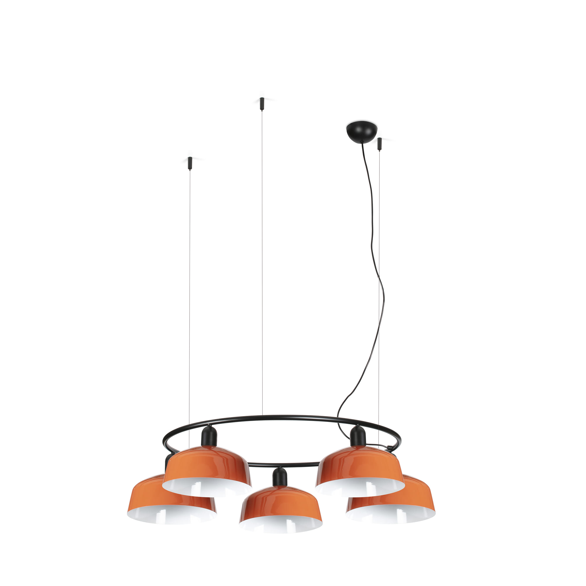 Faro Tatawin M - suspension - Ø 96,6 x cm - noir satiné et orange rougeâtre brillant