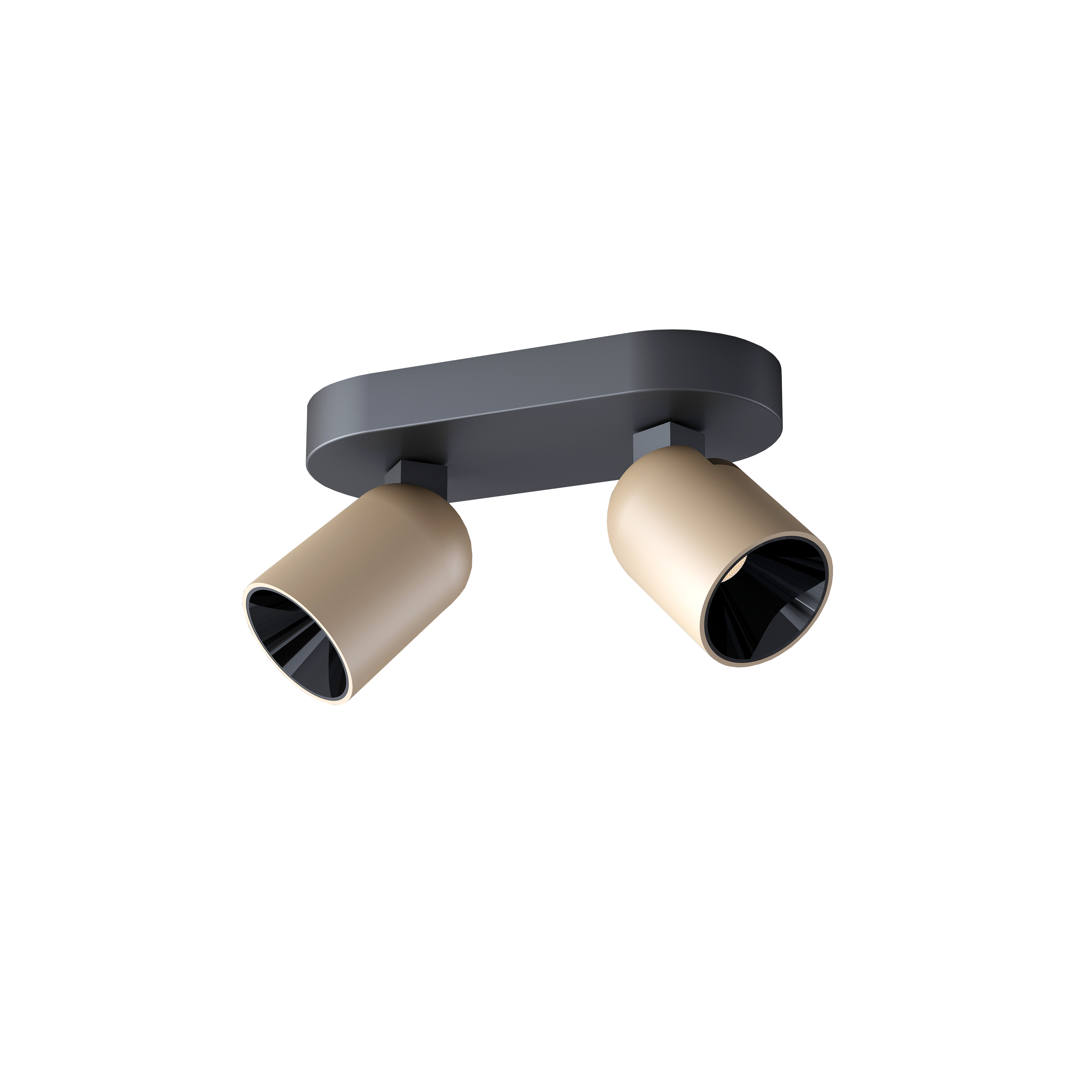 Artdelight Houston - spot en saillie 2 lumières - x 12,1 cm - W LED dimmable inclus - noir et champagne