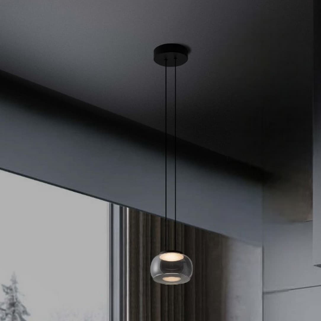 Nova Luce Bios - lampe suspendue - Ø cm - 9W dimmable LED inclus - noir mat et gris fumé