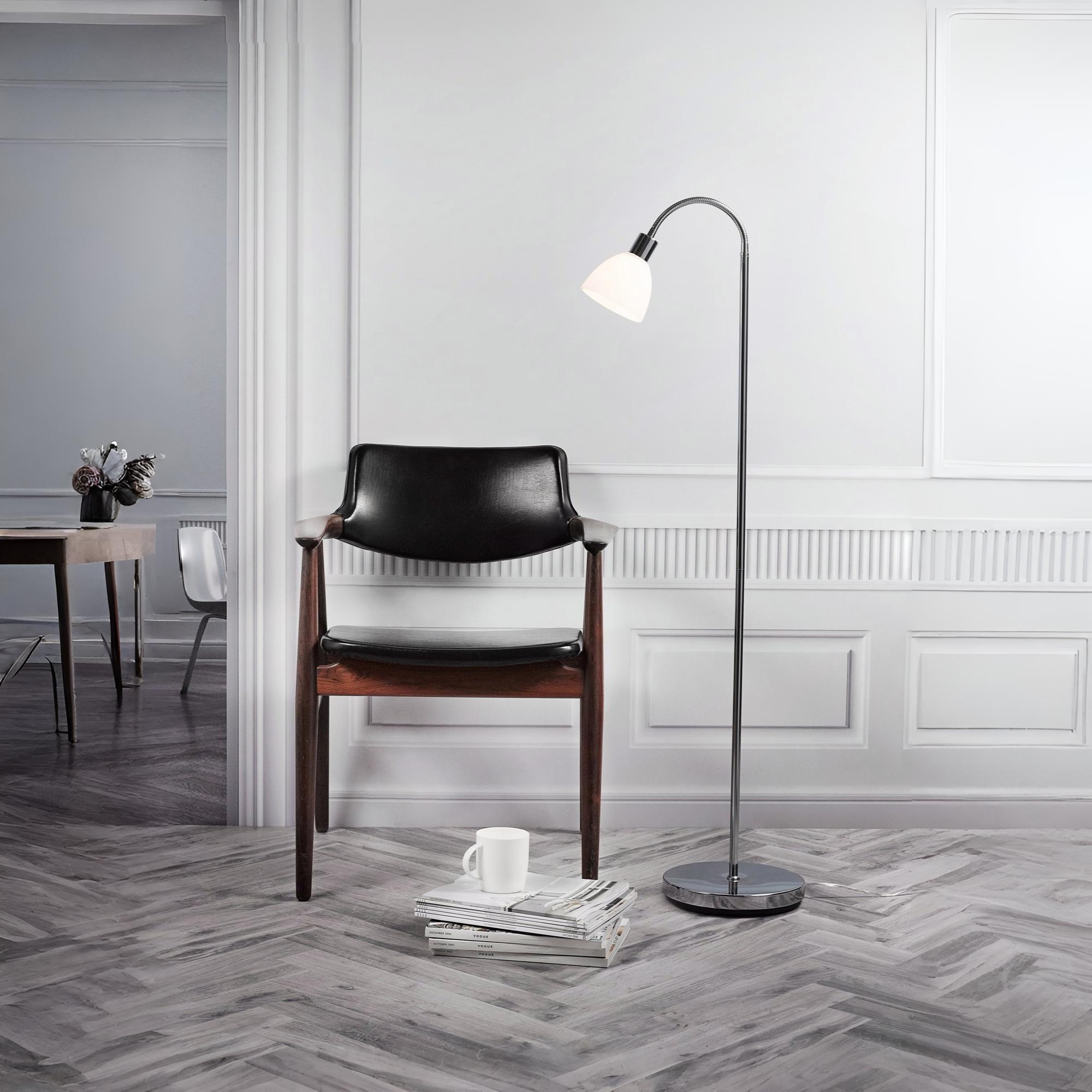 Nordlux Ray 12 - lampadaire - - chrome et blanc opale
