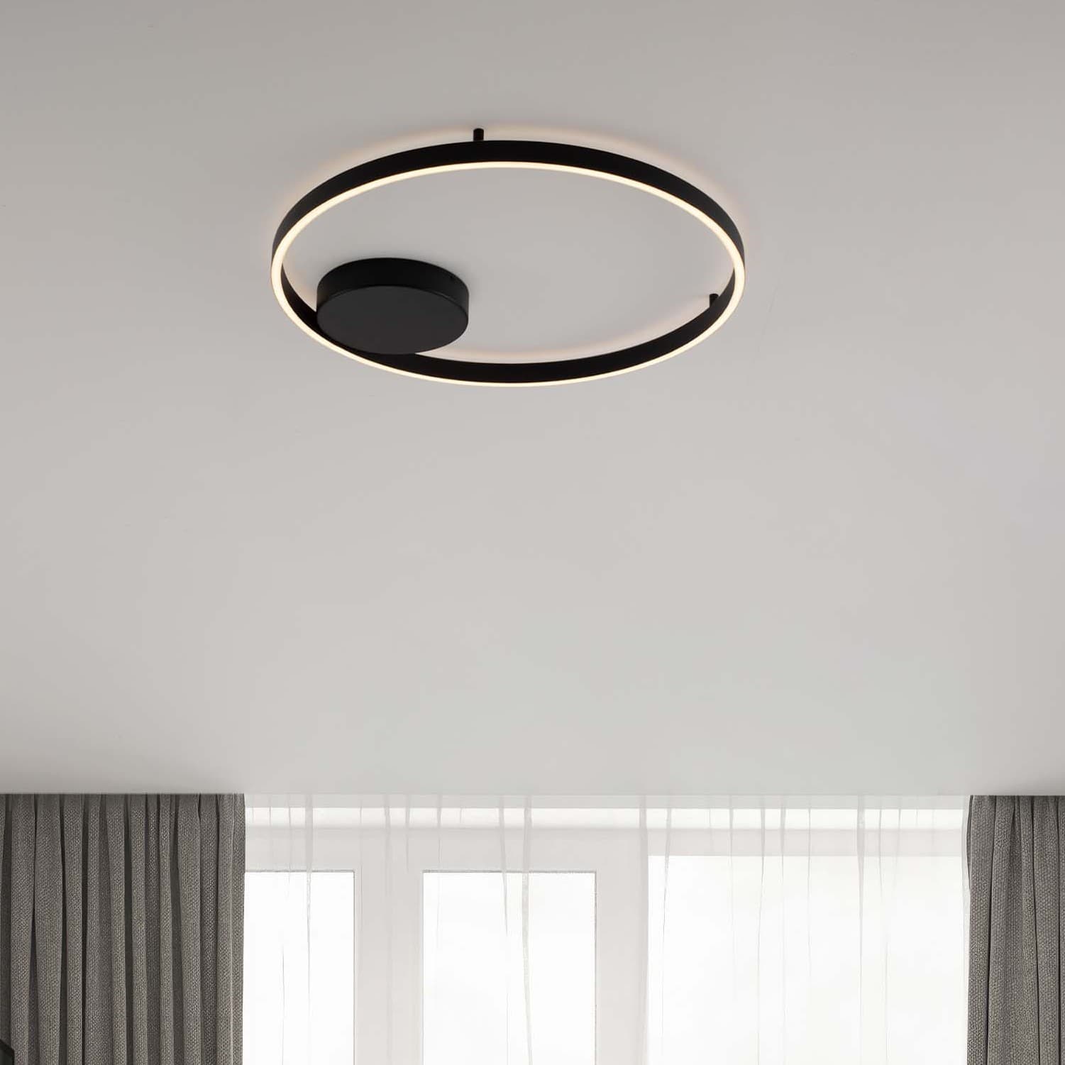 Nova Luce Hedra - plafonnier - Ø cm - 60W dimmable LED inclus - noir sablé