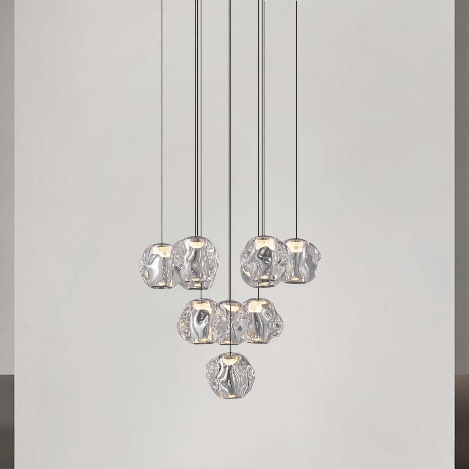 Nova Luce Ifos - lampe suspendue - Ø cm - 48W dimmable LED inclus - noir sablé et métal chromé