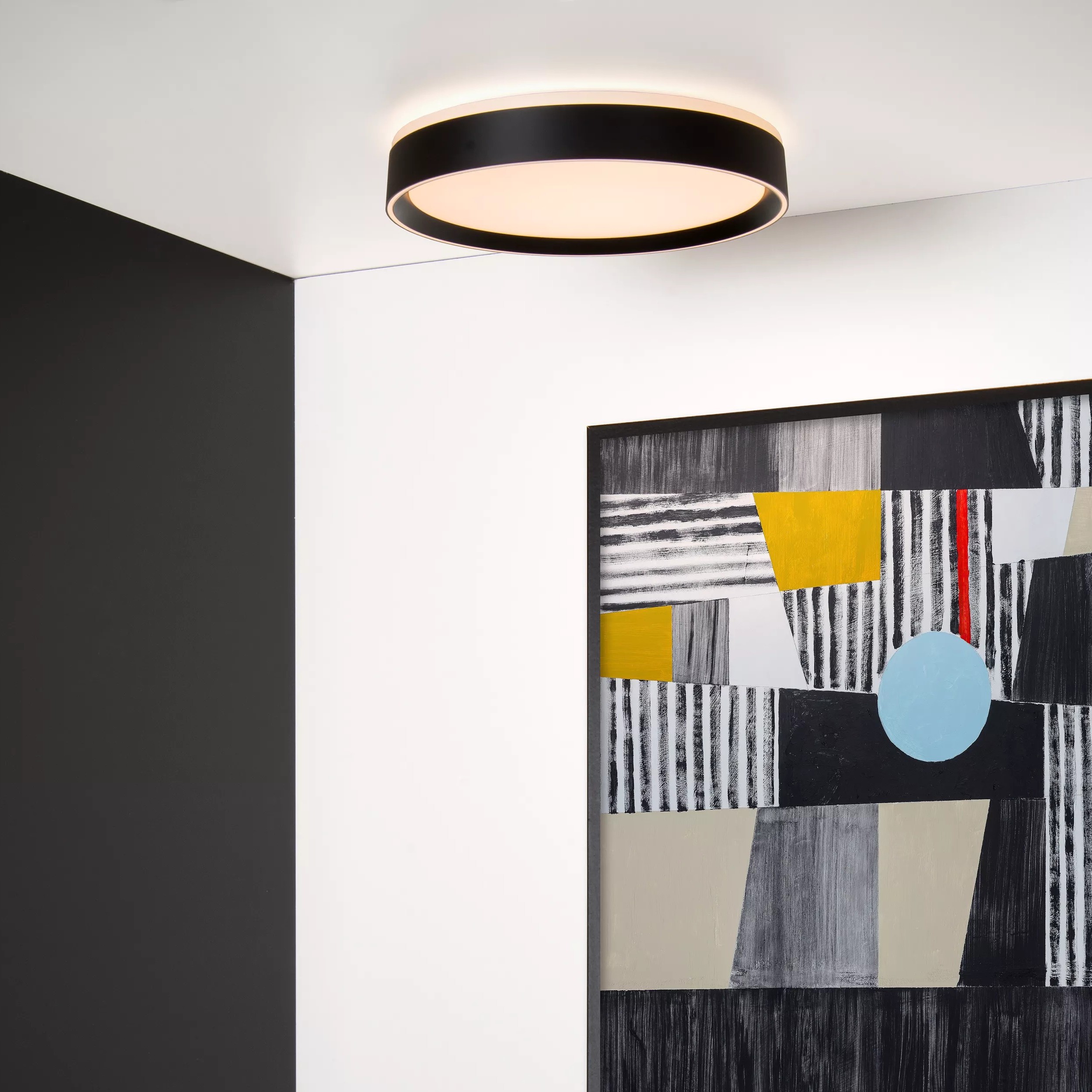 Lucide Nuria - plafonnier - Ø ,5 cm - 24W LED inclus - 3 niveaux de gradation - noir