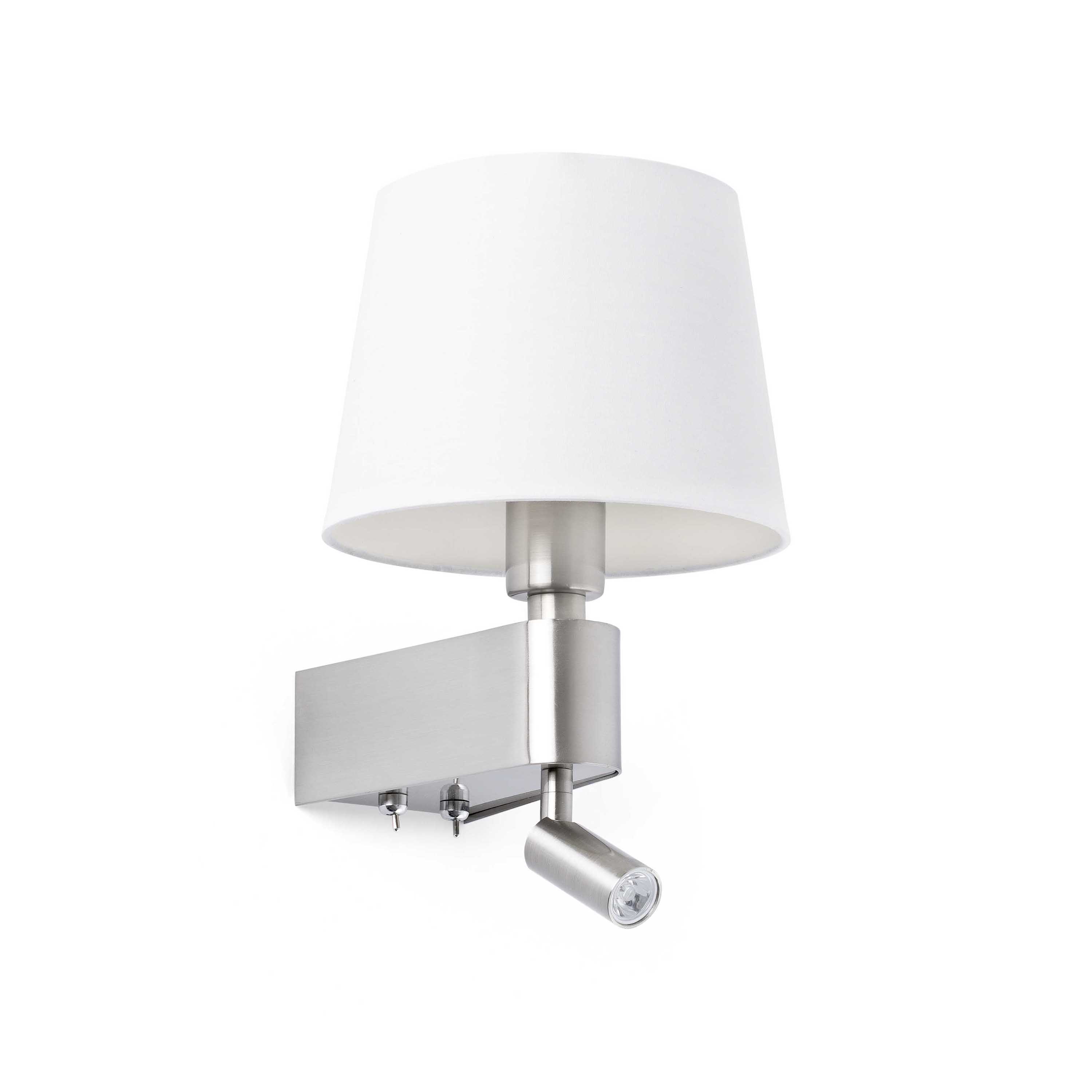 Faro Room - applique murale avec interrupteur - ,5 x - 3W LED inclus - blanc et nickel satiné