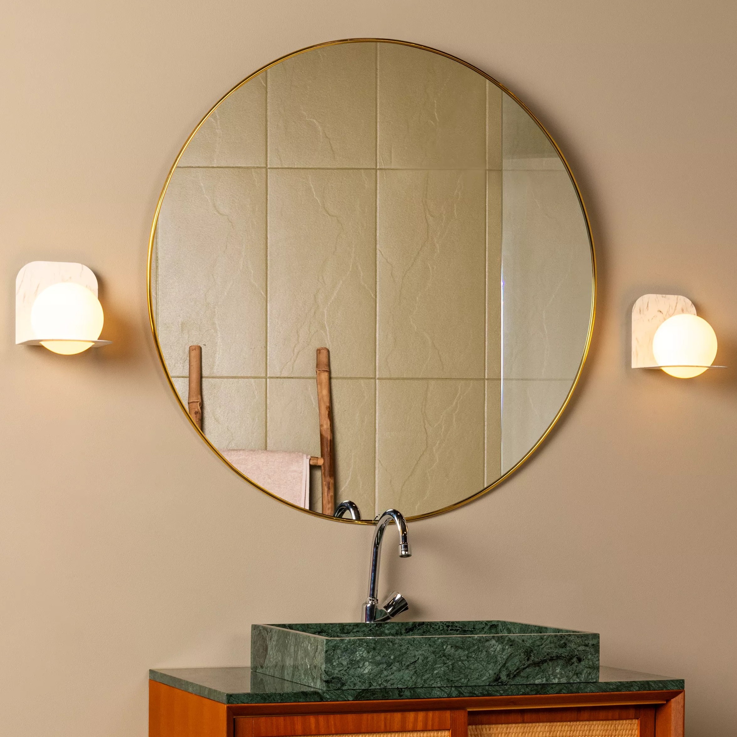 Lucide Davy - applique murale - x 16,7 cm - IP44 - marbre blanc