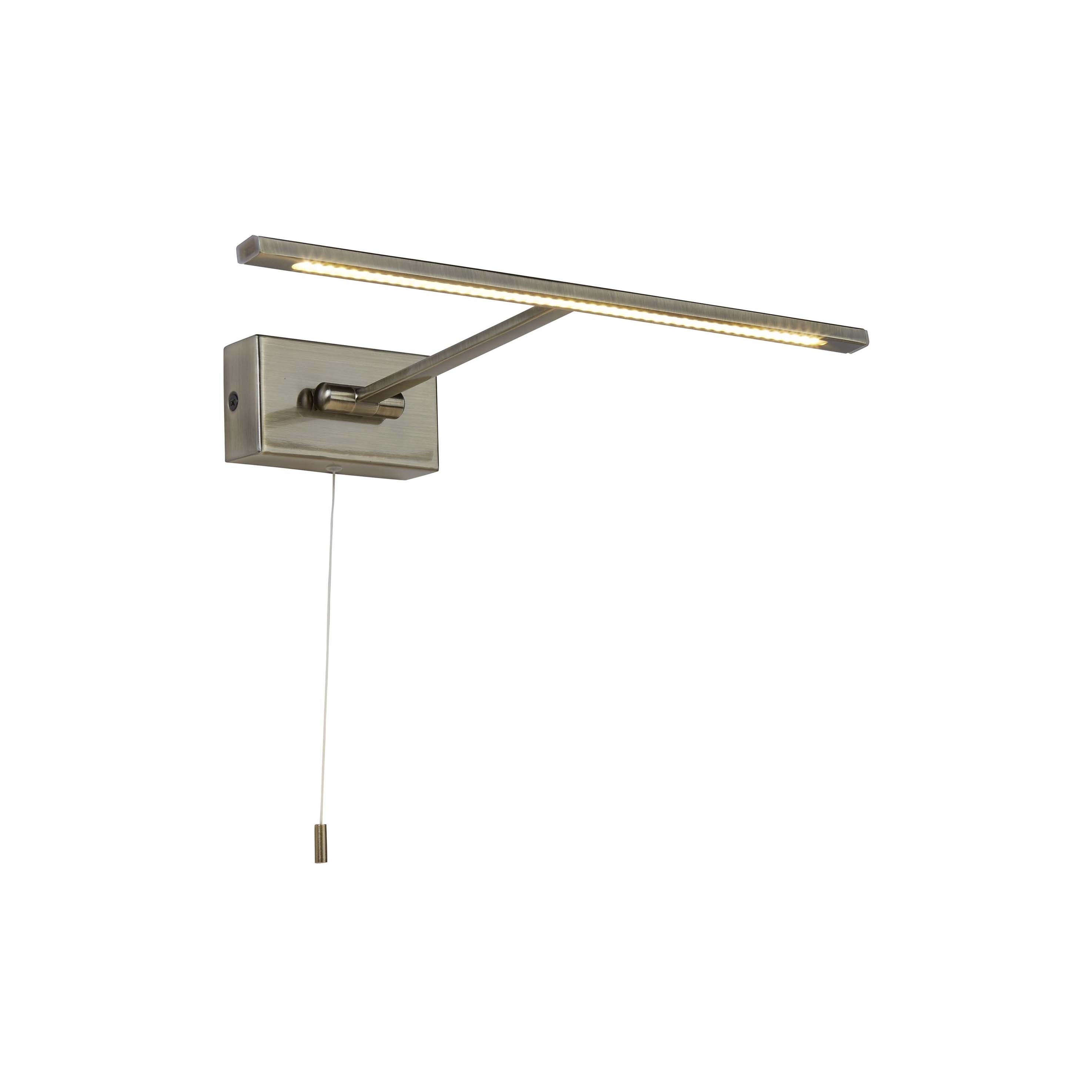 Searchlight LED Picture Lights - applique murale avec interrupteur à tirette - cm - 8W LED inclus - laiton antique