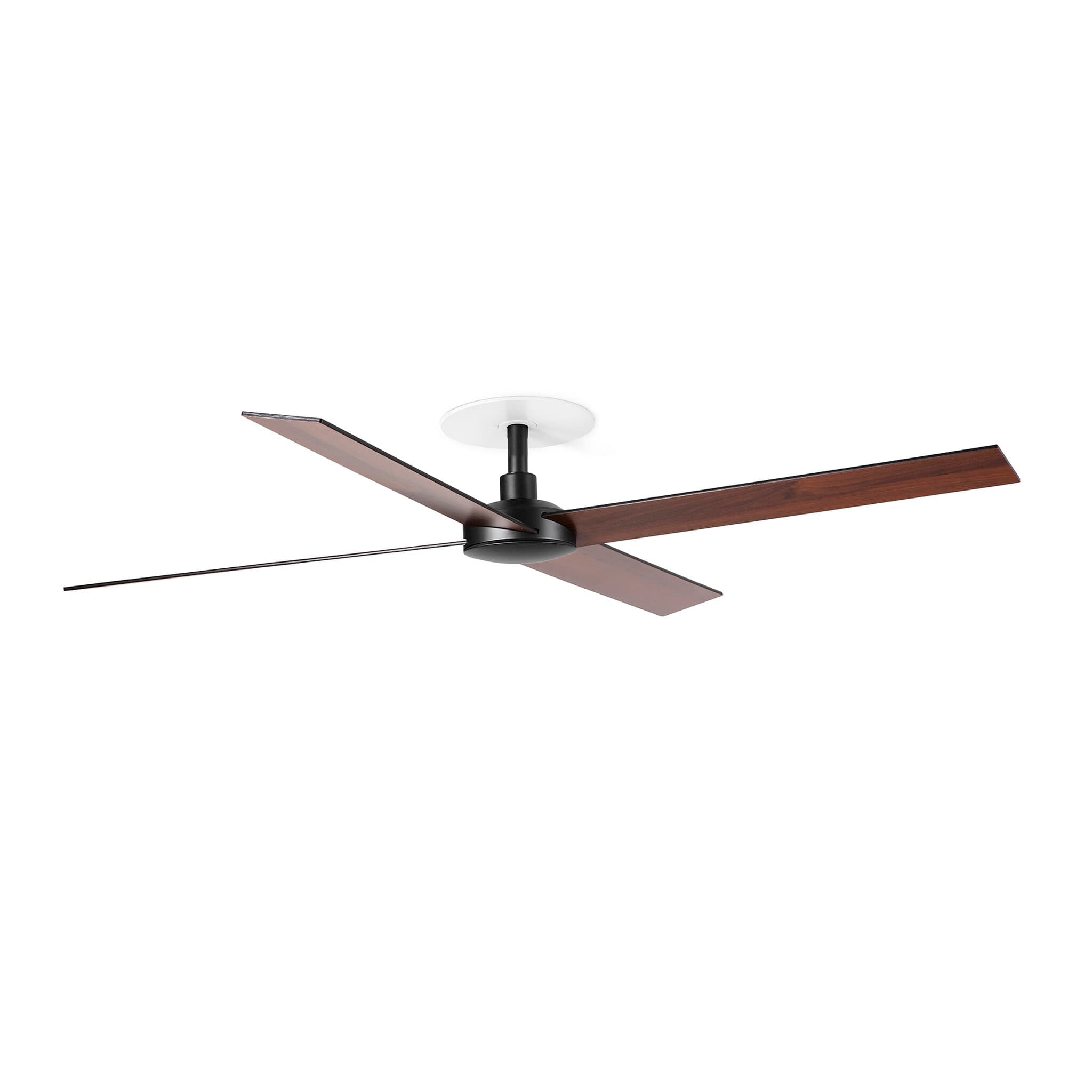 Faro Rudder L 4 - ventilateur de plafond avec rosace encastrée - Ø - noir mat et noyer
