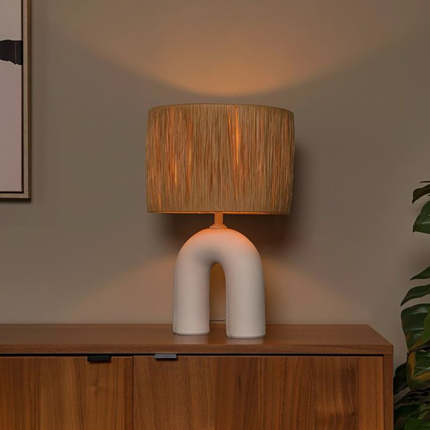 Lucide Ronda - lampe à poser - Ø cm - blanc et naturel