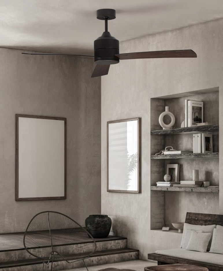 Nova Luce Axel - ventilateur de plafond avec télécommande et option lumière - Ø 137,1 x 38,2 cm - 18W LED inclus - noir & couleur bois