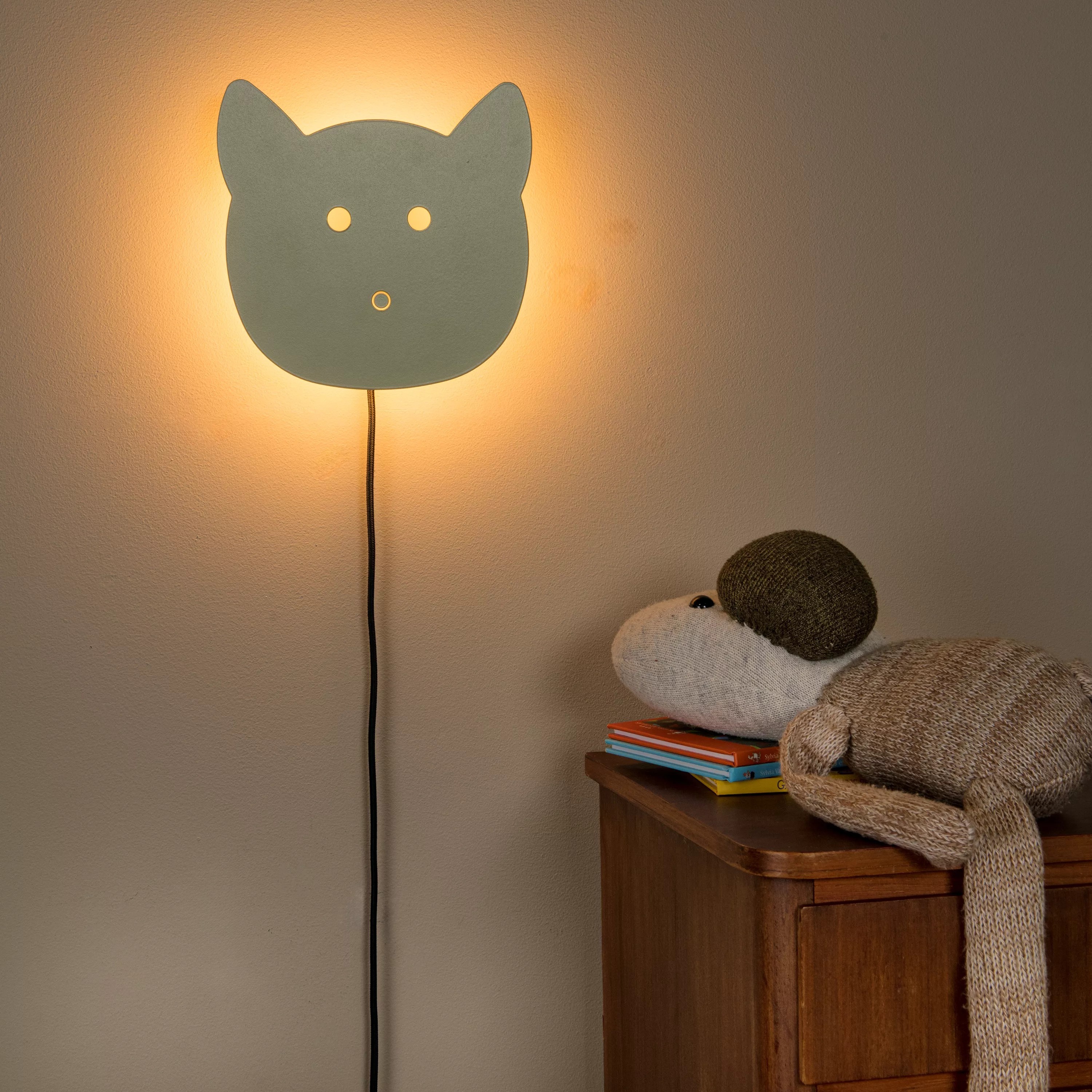 Lucide Charlie Puss - applique murale - 20,7 x 4,2 x - 7W LED dimmable inclus - vert