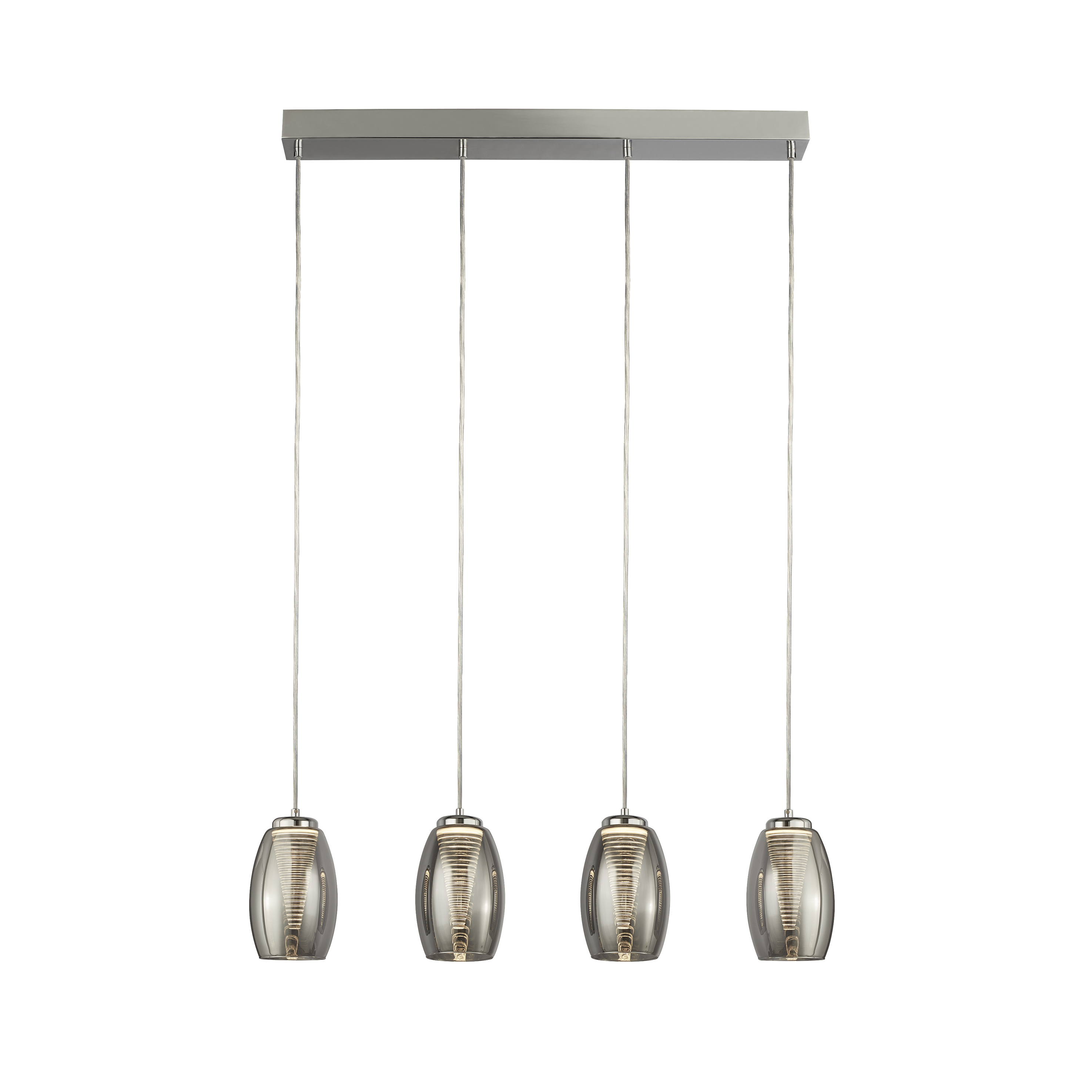 Searchlight Cyclone - lampe suspendue - 75,5 x 11,5 x - 21W LED dimmable inclus - chrome et verre fumé