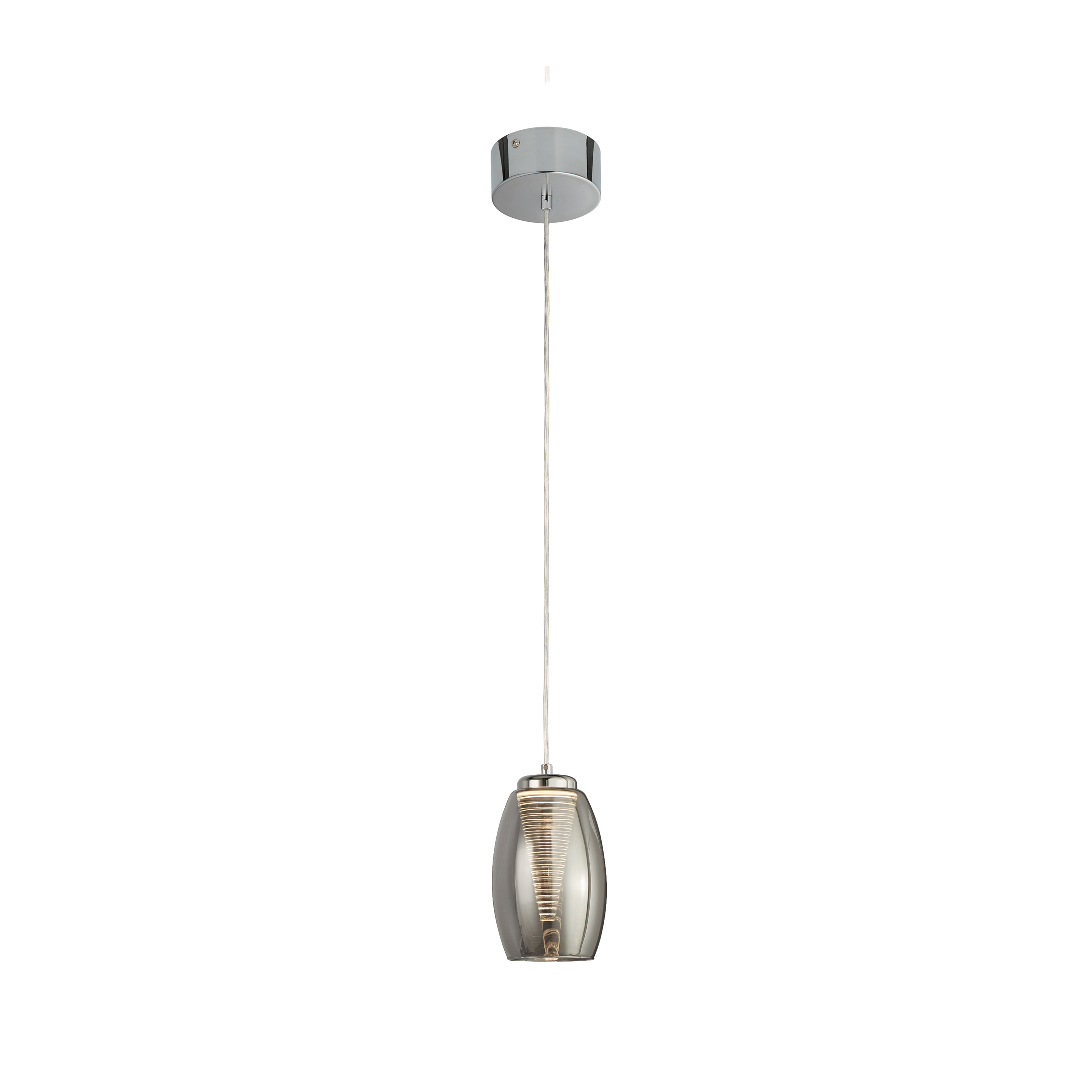 Searchlight Cyclone - lampe suspendue - Ø 11,5 x - 6W LED inclus - chrome et verre fumé