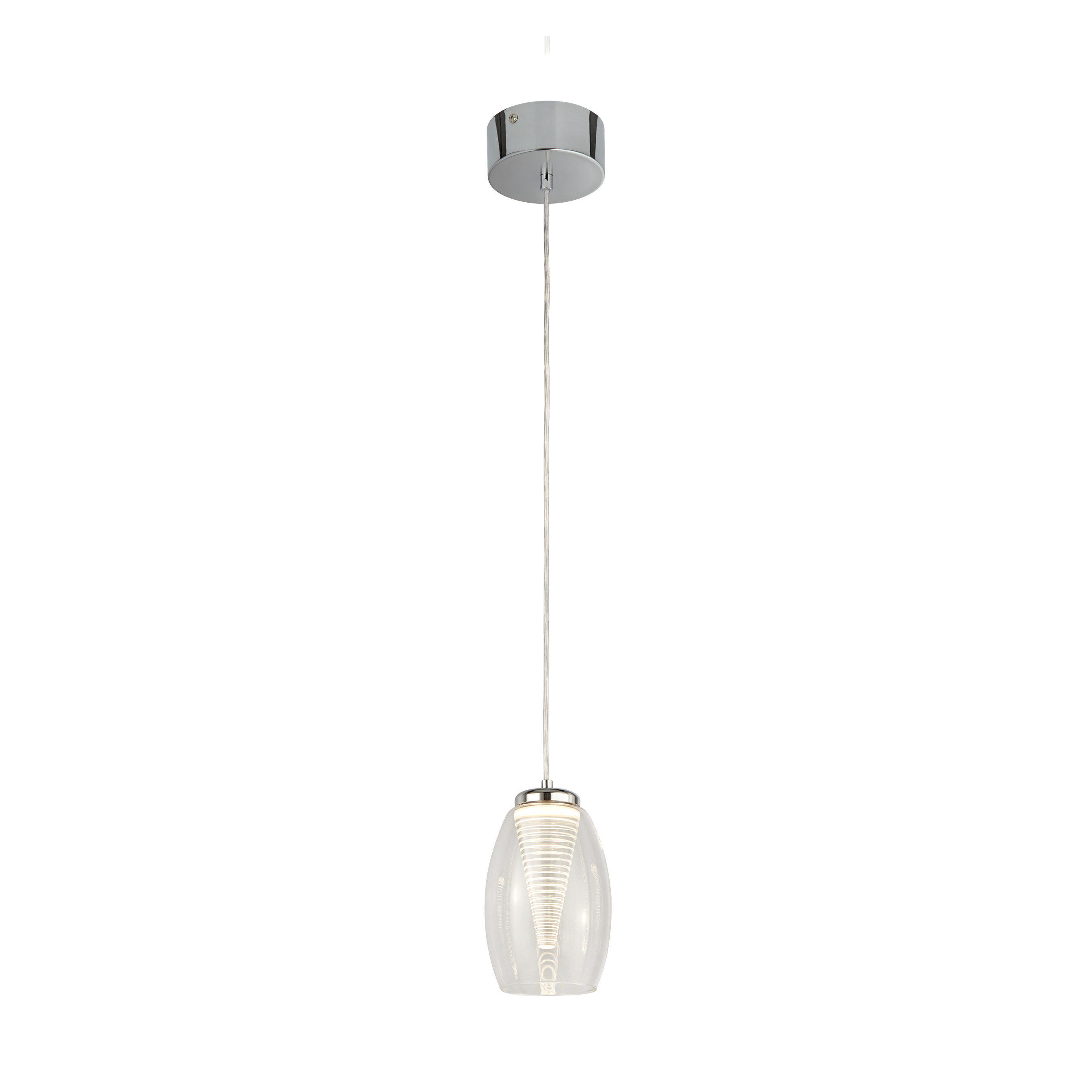 Searchlight Cyclone - lampe suspendue - Ø 11,5 x - 6W LED inclus - chrome et transparent