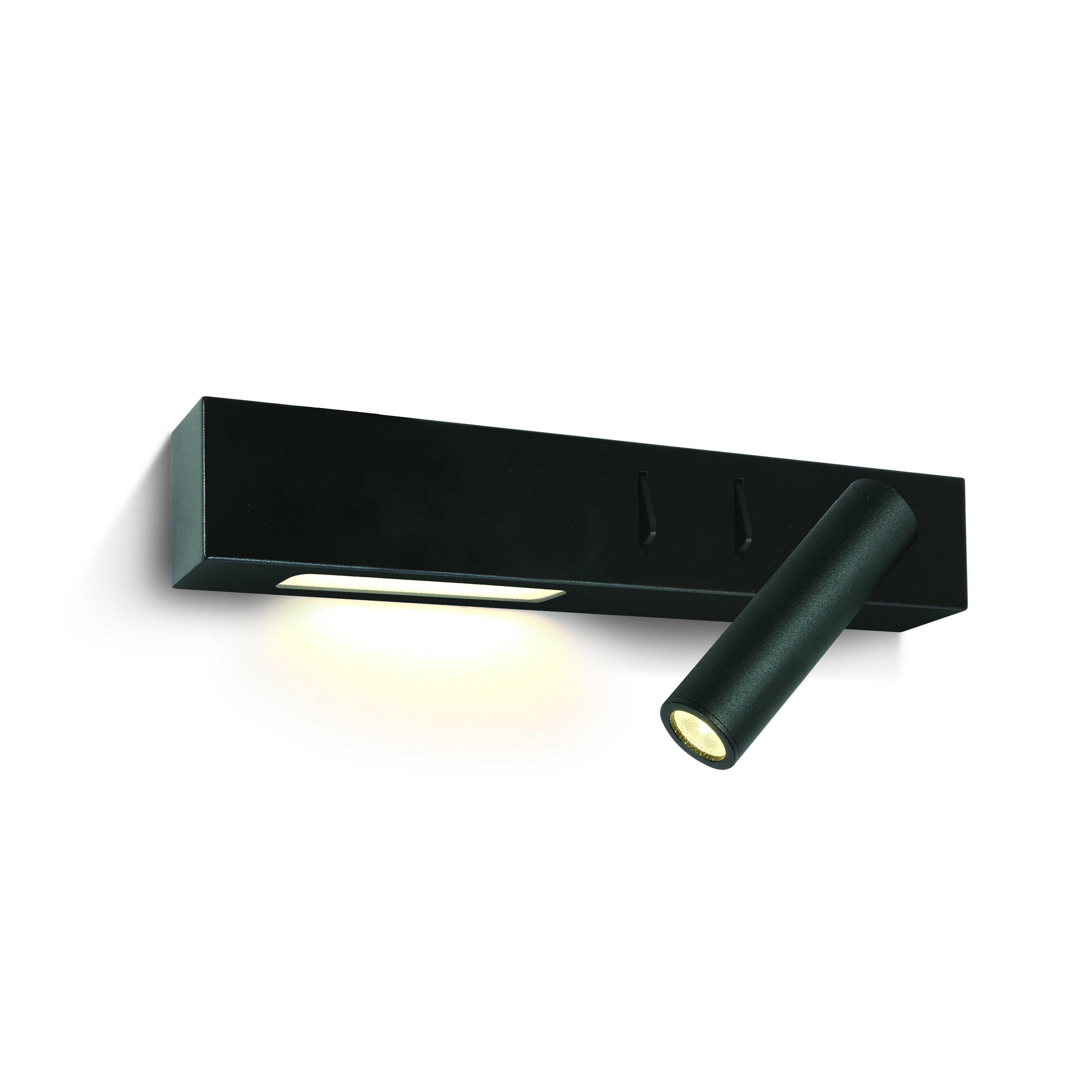ONE Light Reading Spot - spot mural droit avec interrupteur - ,5 x 5 cm - 3W + 6W LED inclus - noir