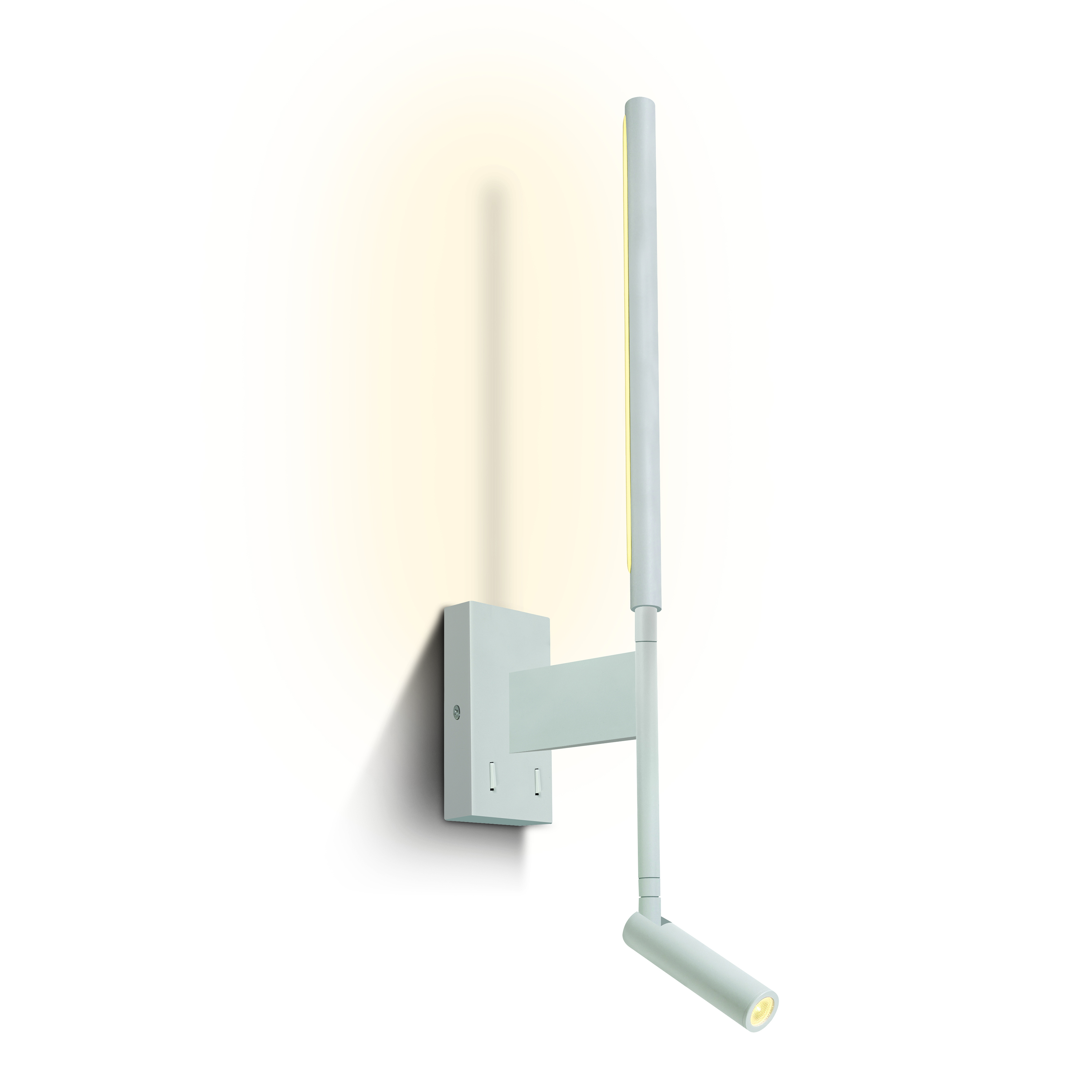ONE Light Reading Spot - spot mural avec interrupteur - x 51,5 cm - 3W + 6W LED inclus - blanc