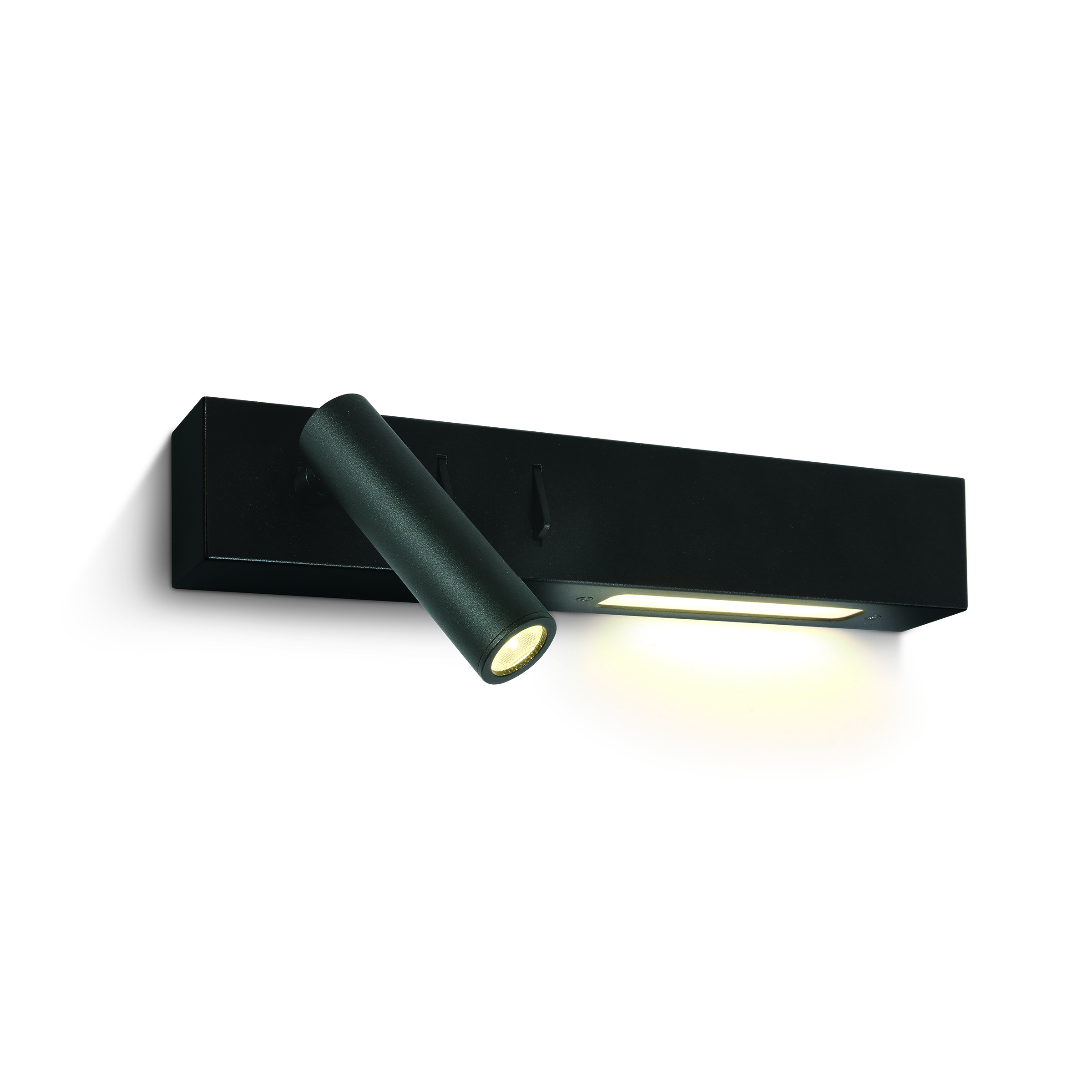 ONE Light Reading Spot - spot mural avec interrupteur - ,5 x 5 cm - 3W + 6W LED inclus - noir