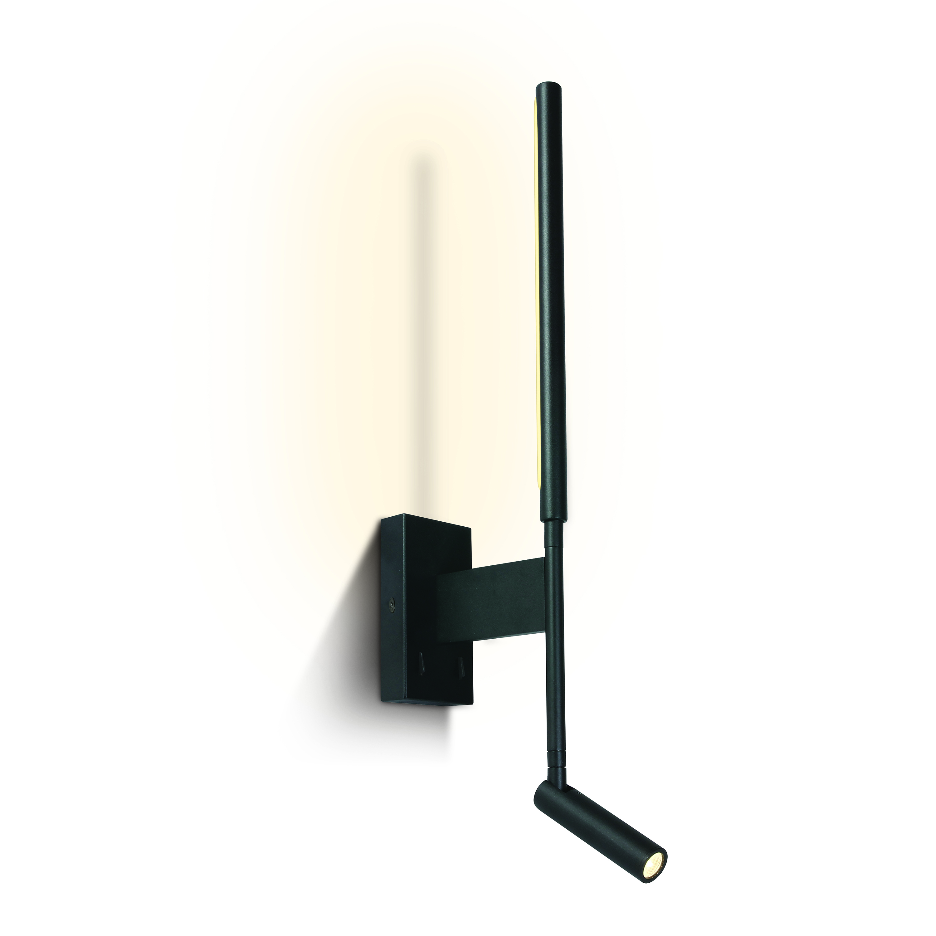ONE Light Reading Spot - spot mural avec interrupteur - x 51,5 cm - 3W + 6W LED inclus - noir