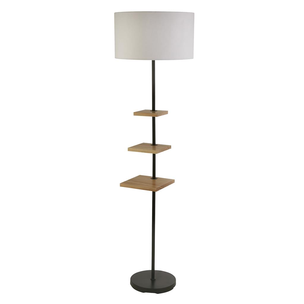 Searchlight Norfolk - lampadaire - Ø cm - noir, gris et marron clair