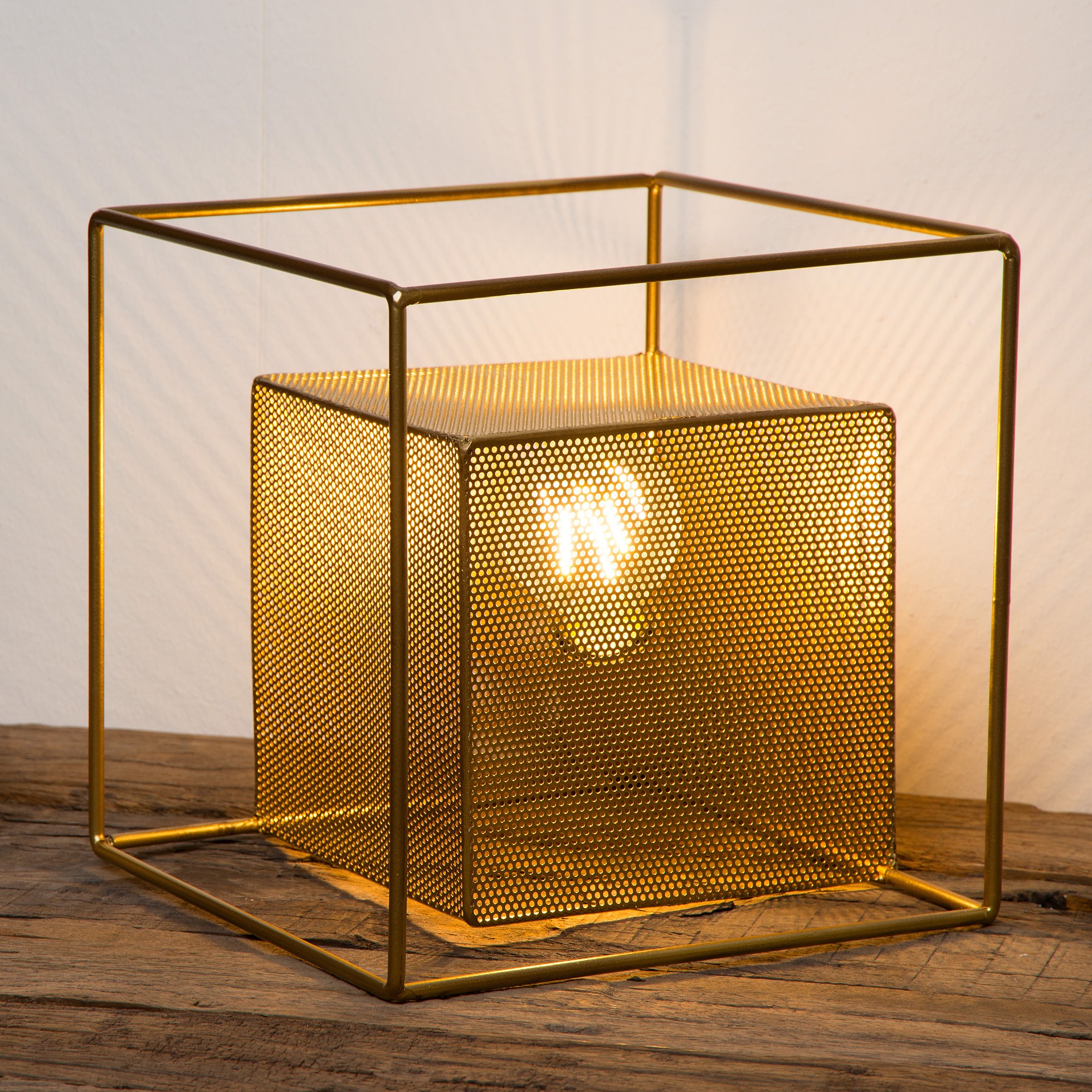 Lucide Morris - lampe à poser - 22,5 x 22,5 x 22,5 cm - or mat et laiton
