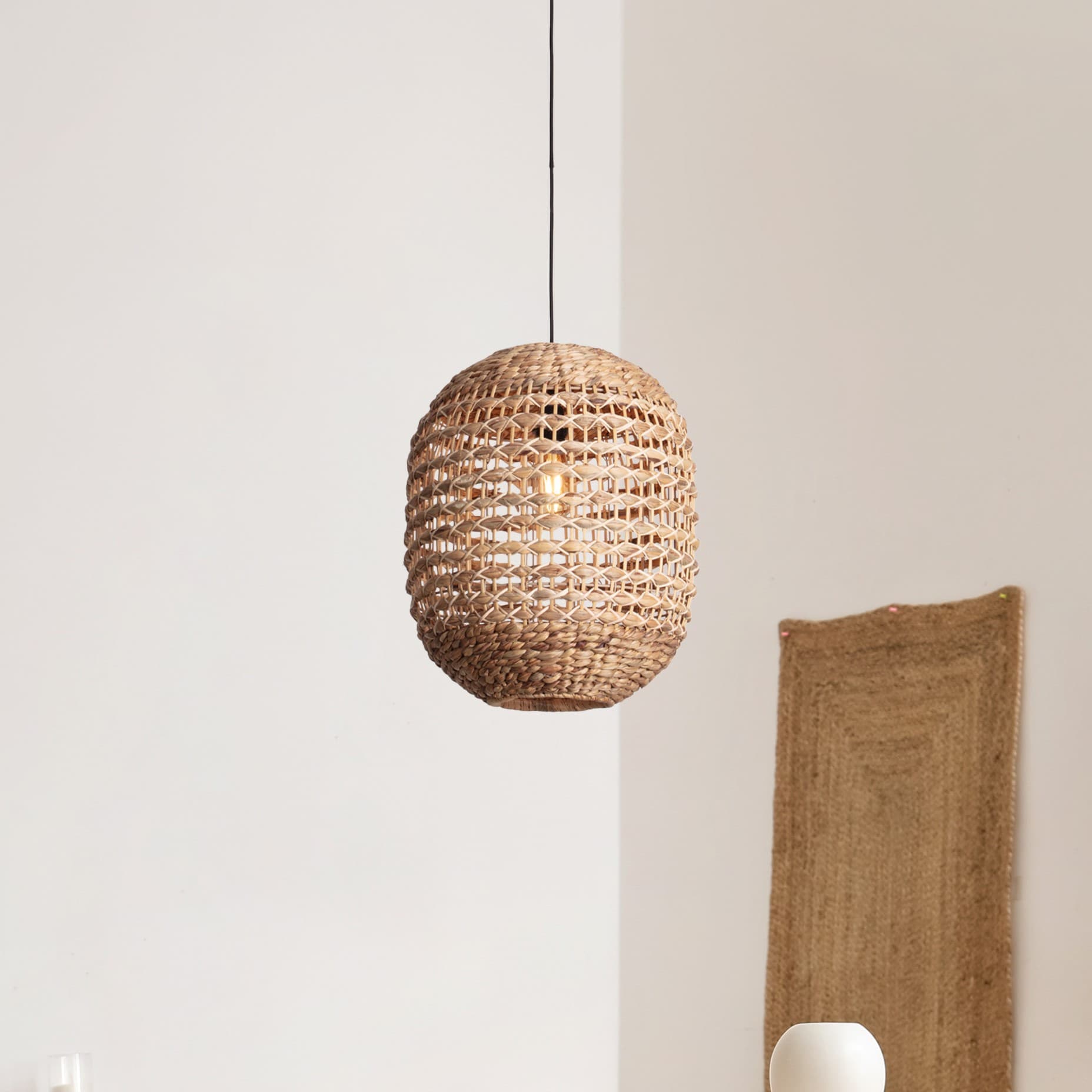 Nova Luce Bola - lampe suspendue - Ø cm - naturel et noir — vue 3