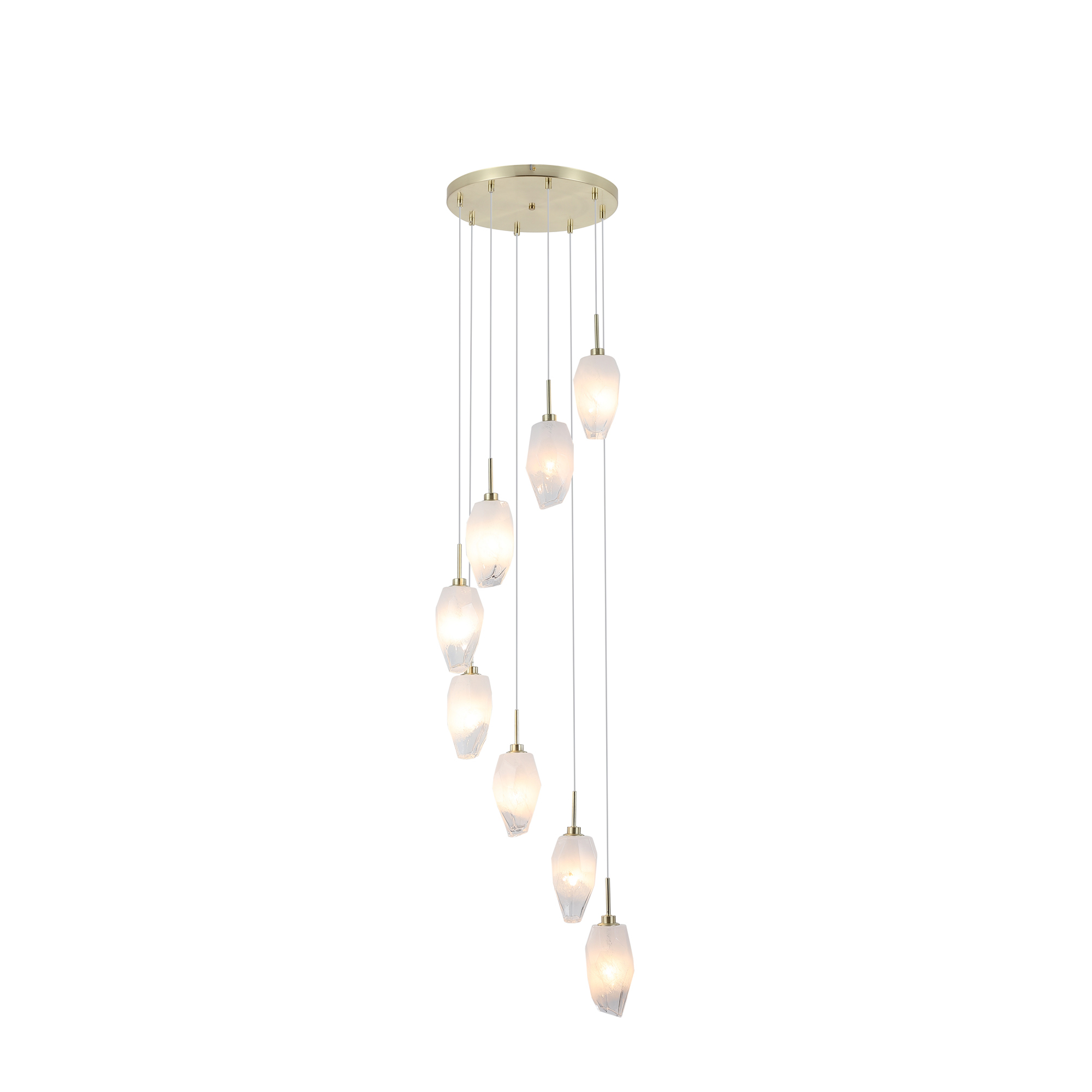 Searchlight Rocky - lampe suspendue - cm - laiton satiné et blanc — vue 4