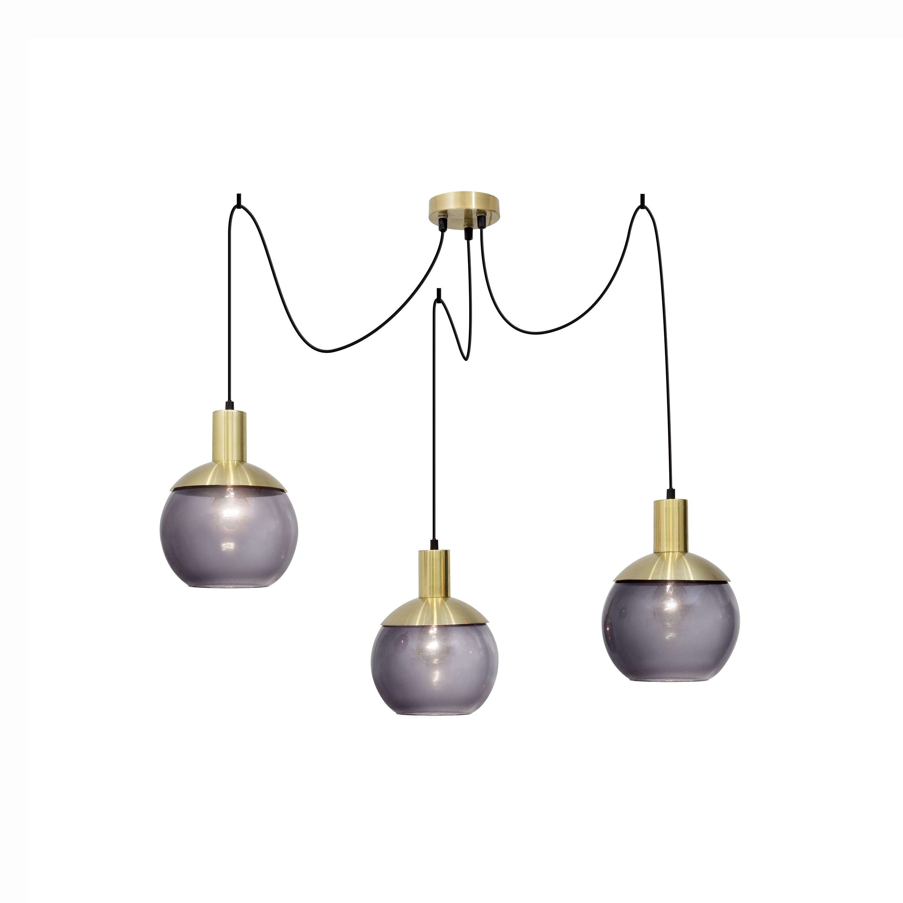 Nova Luce Aubrey - lampe suspendue - Ø cm - gris et laiton