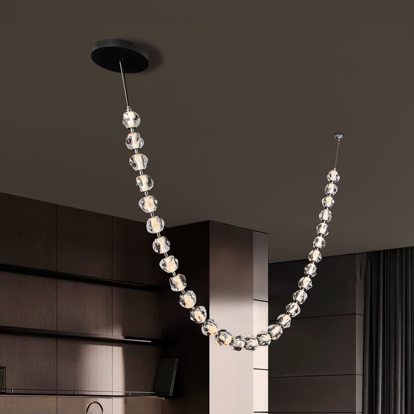 Nova Luce Ifos - lampe suspendue - cm - 119W dimmable LED inclus - noir sablé et métal chromé