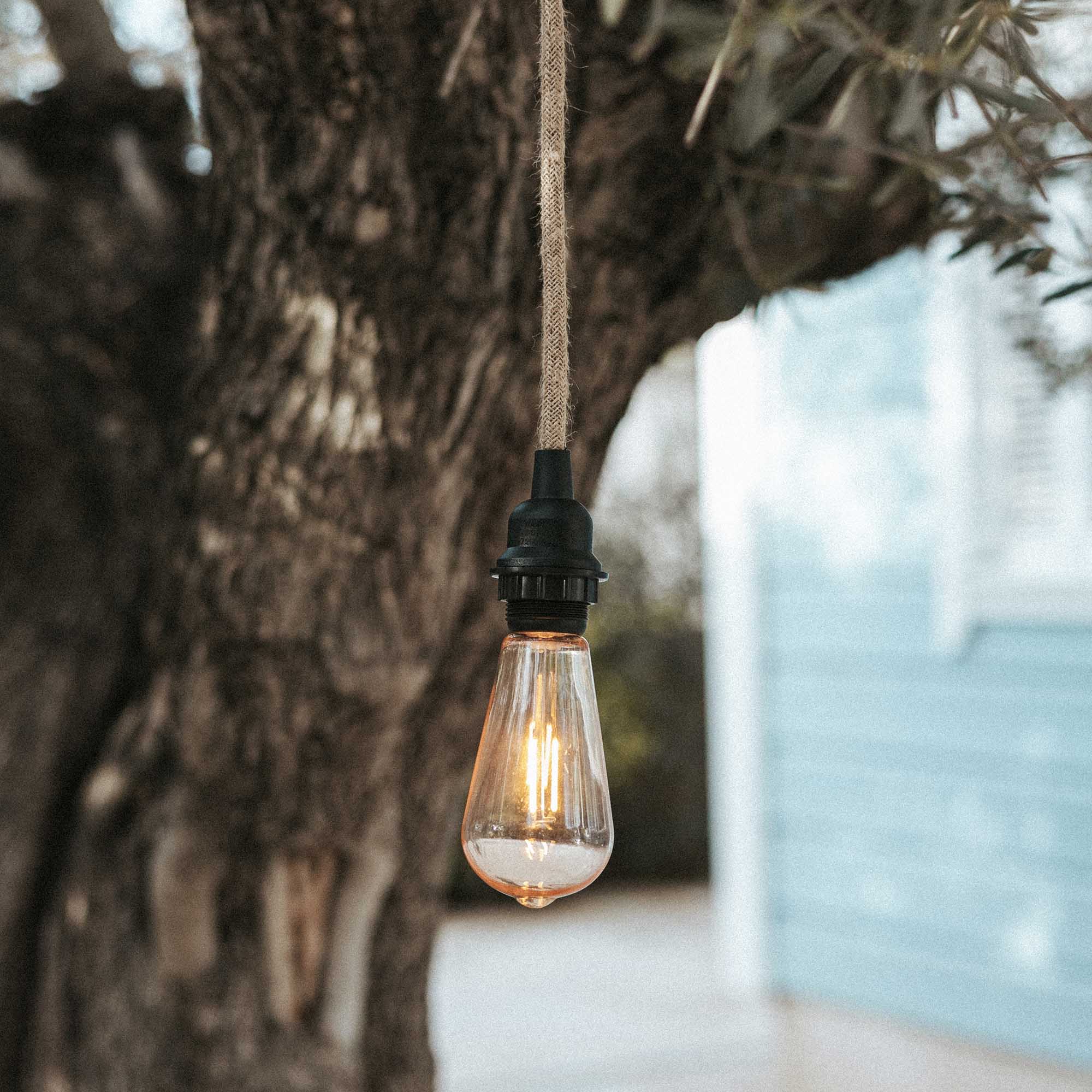 New Garden Arteixo - lampe suspendue avec prise - Ø 4,5 x - IP54 - jute