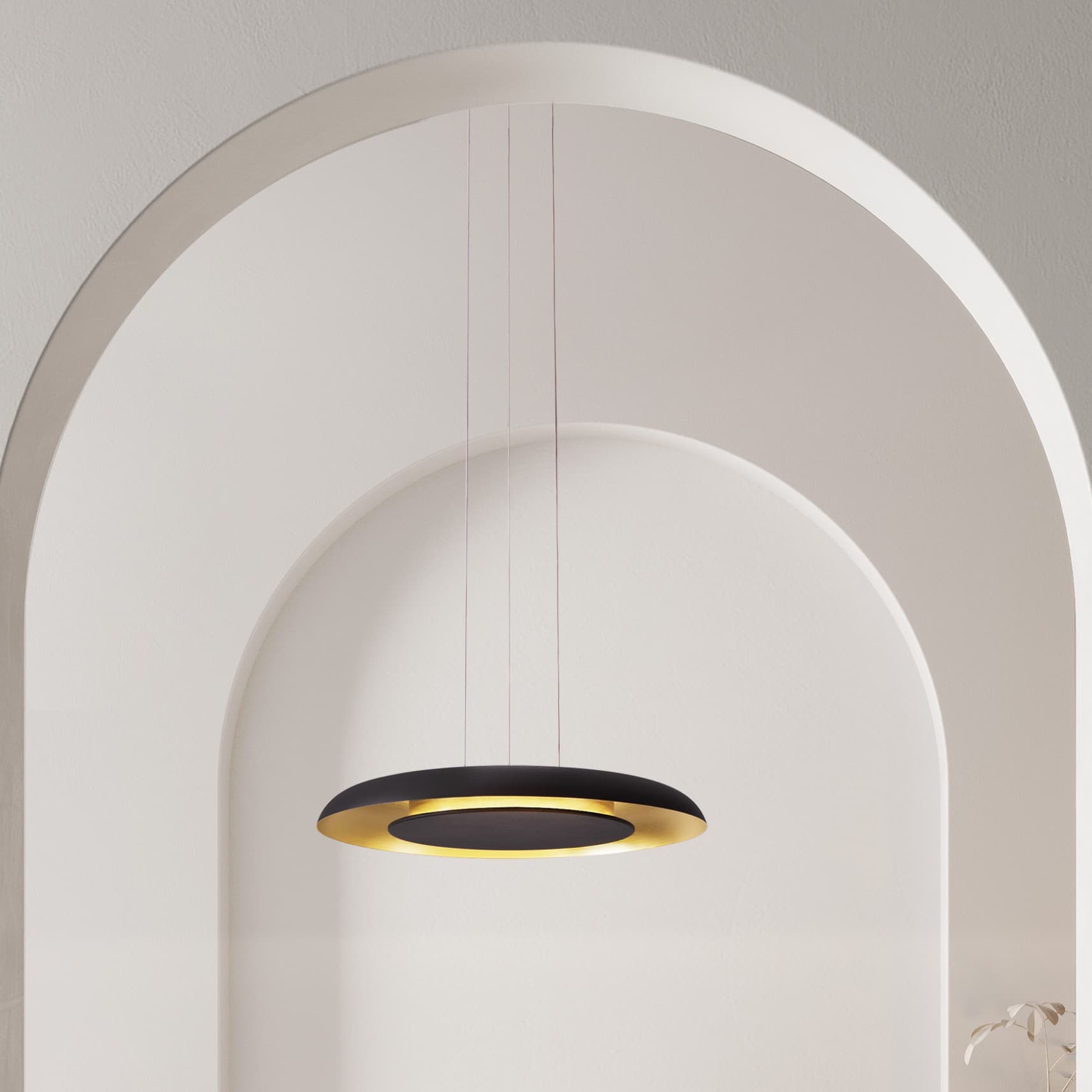 Nova Luce Epos - lampe suspendue - Ø cm - 38W dimmable LED inclus - noir sablé et or brossé