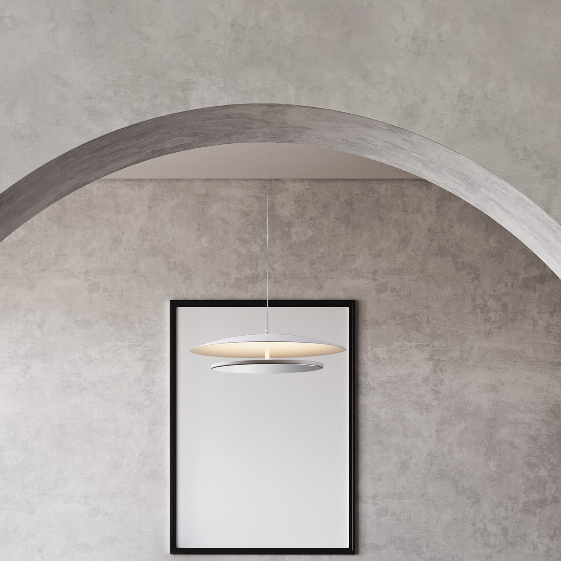 Nova Luce Olos - lampe suspendue - Ø cm - 37W dimmable LED inclus - blanc sablé et miroir chromé