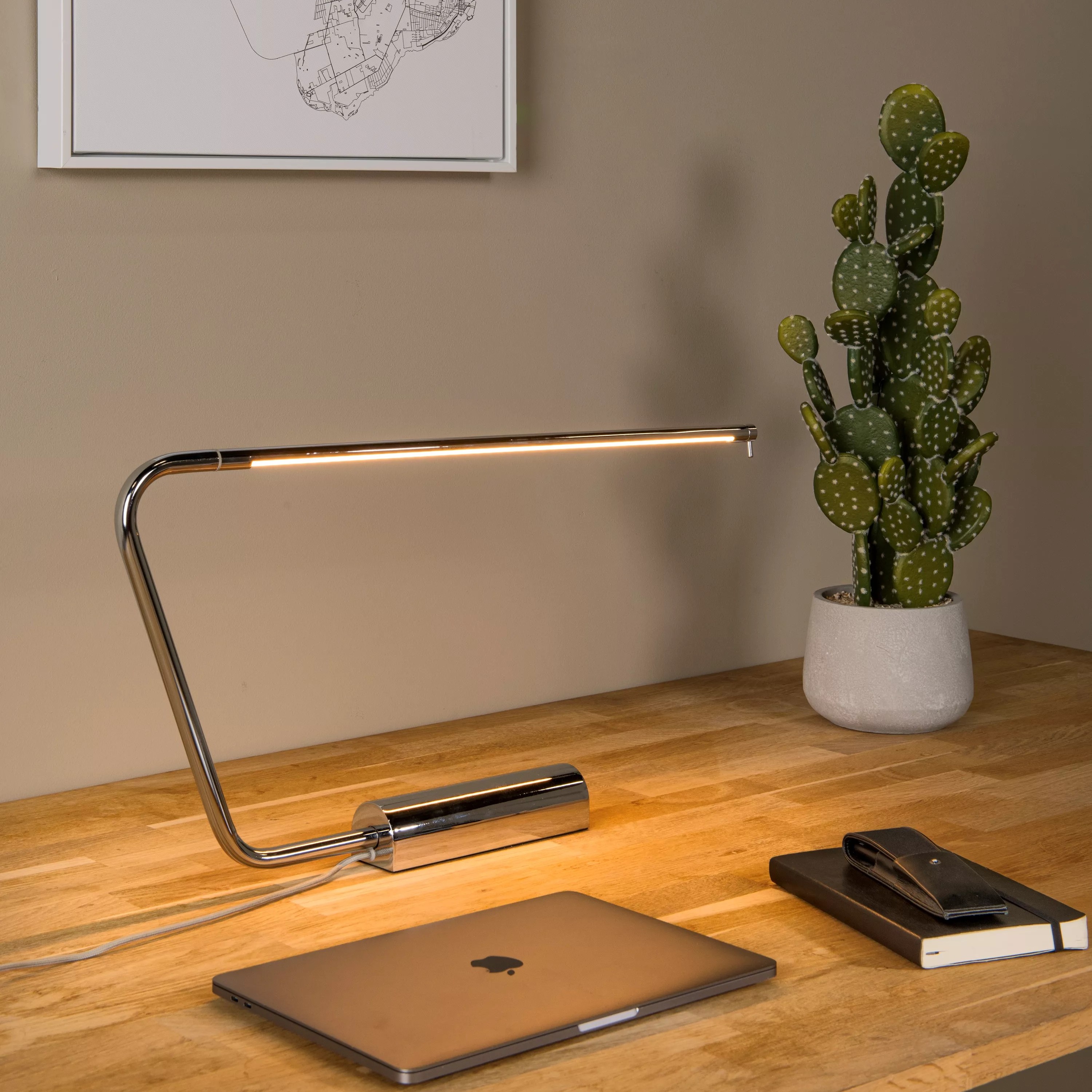 Lucide Madison - lampe de bureau - 62,5 x 5,5 x - 6,5W LED dimmable inclus - chrome