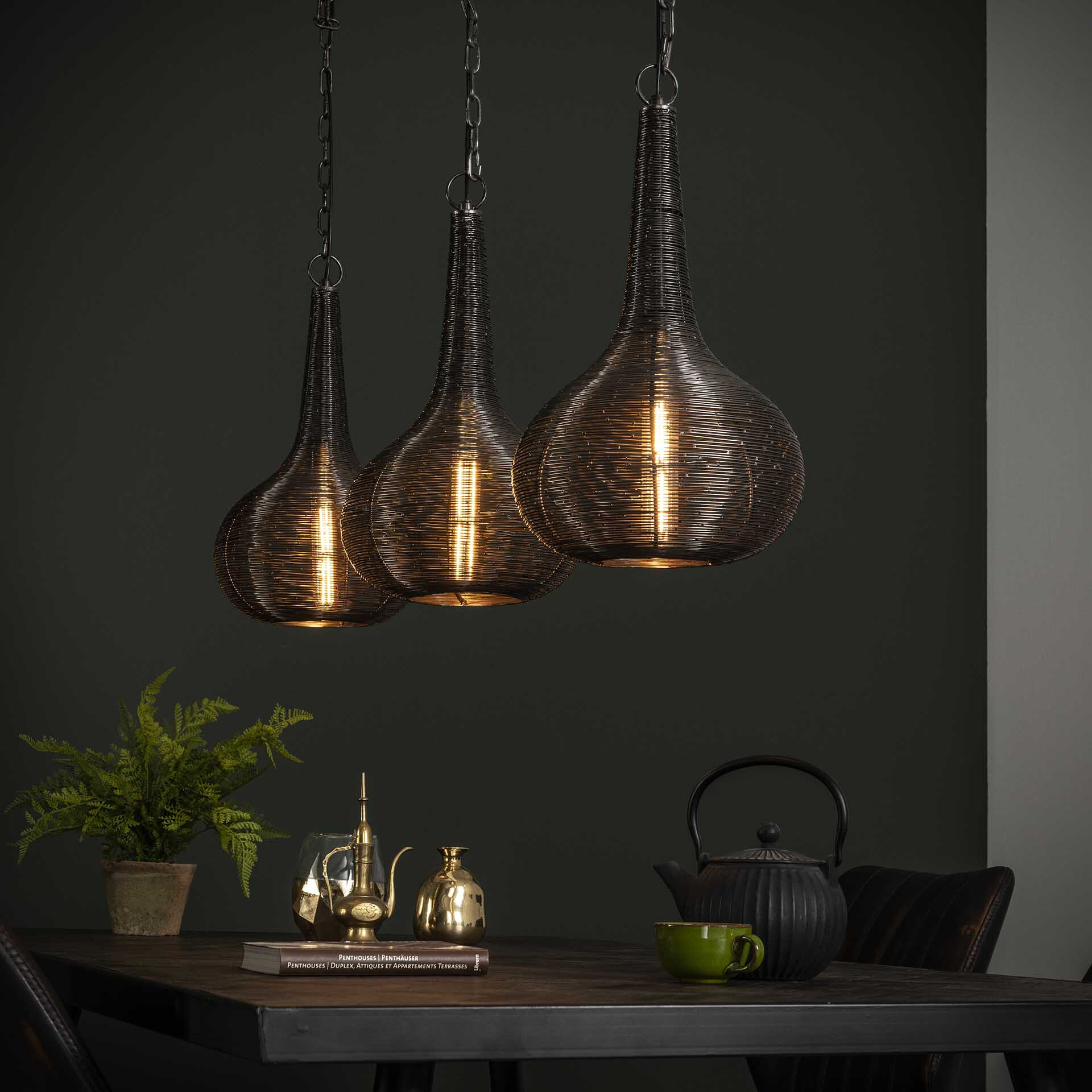 Vico Wire Cone - Lampe suspendue 3L - x - argenté