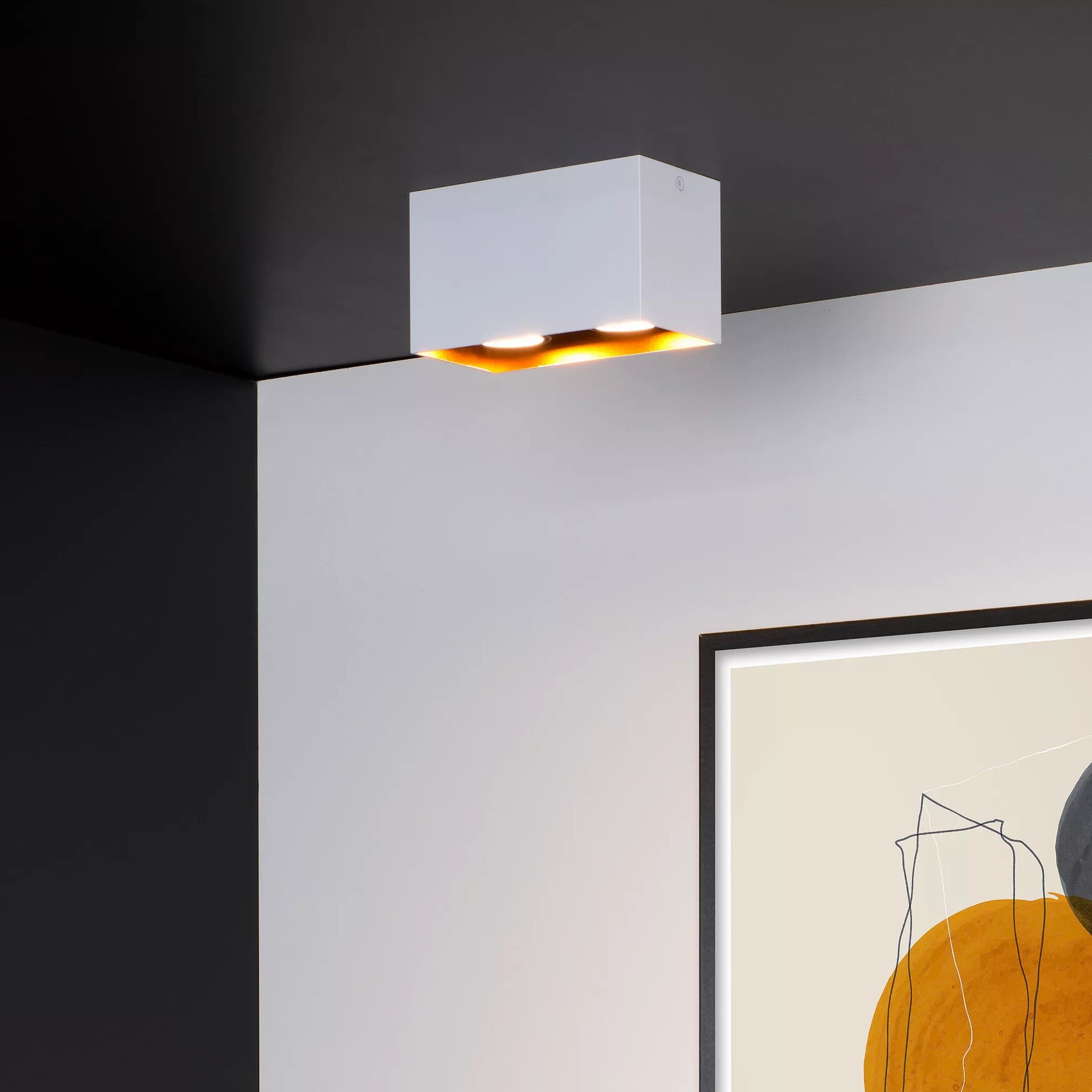 Lucide Bido - spot en saillie - 16,5 x 8,3 x 9,5 cm - blanc et laiton