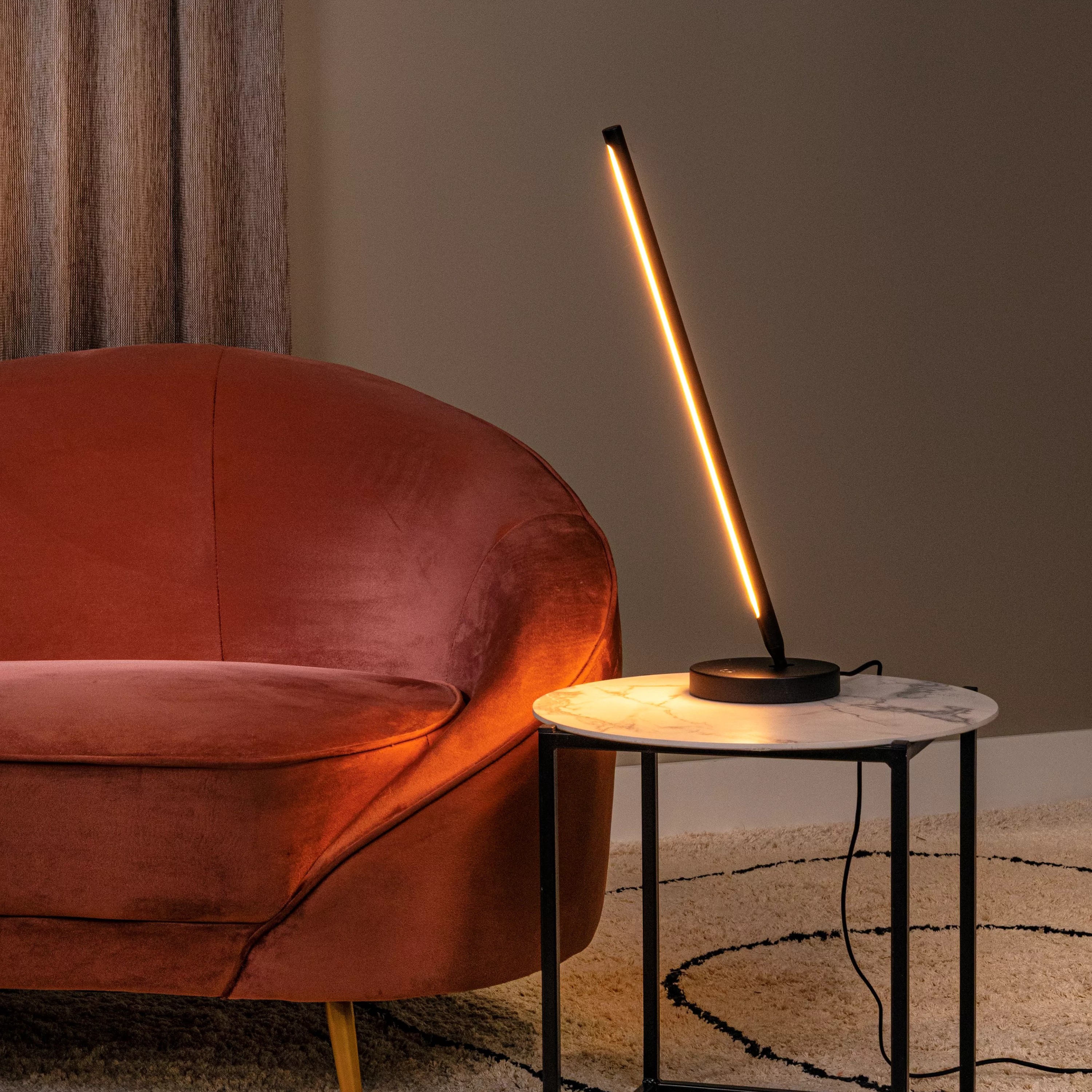 Lucide Finan - lampe à poser - Ø ,8 cm - variateur tactile - 9W LED dimmable inclus - noir