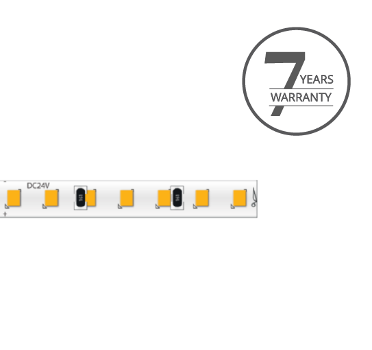 Klus Bande LED - largeur 0,5cm, longueur - 24Vdc - dimmable - 9,1W LED par mètre - 196 LED par mètre - IP20 - 3000K