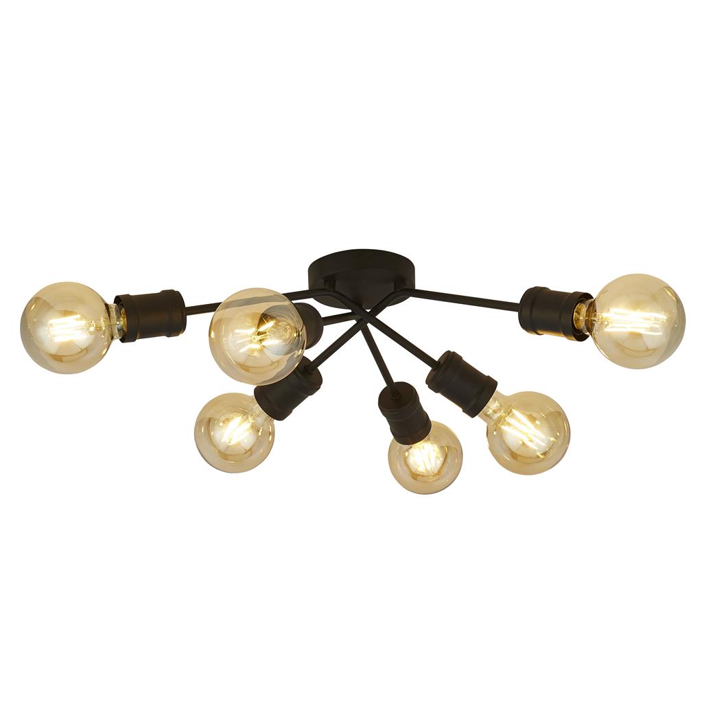 Searchlight Dance - plafonnier 6L - Ø cm - noir sable