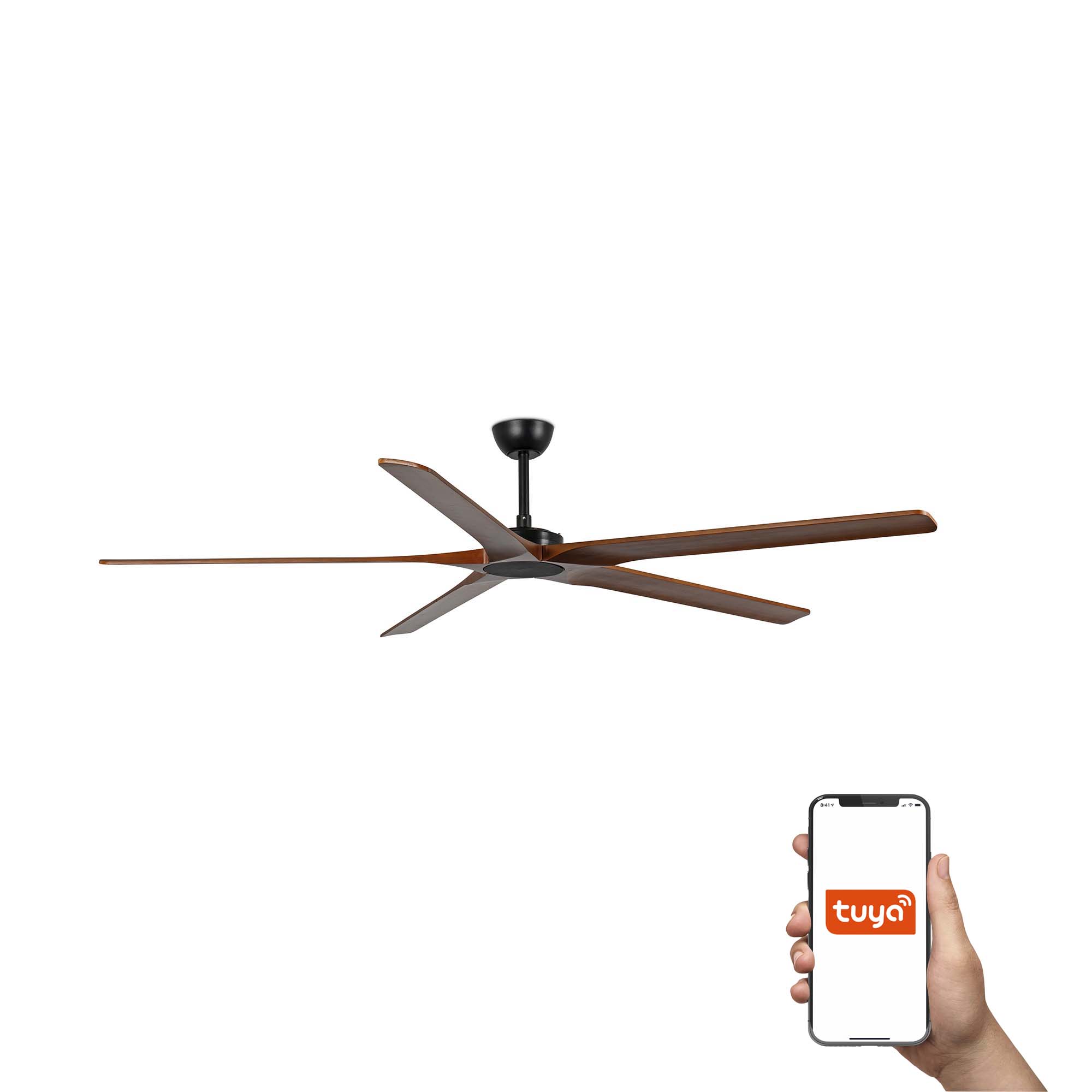Faro Bigwood 20 XL SMART - ventilateur de plafond - Ø - noir mat et noyer foncé